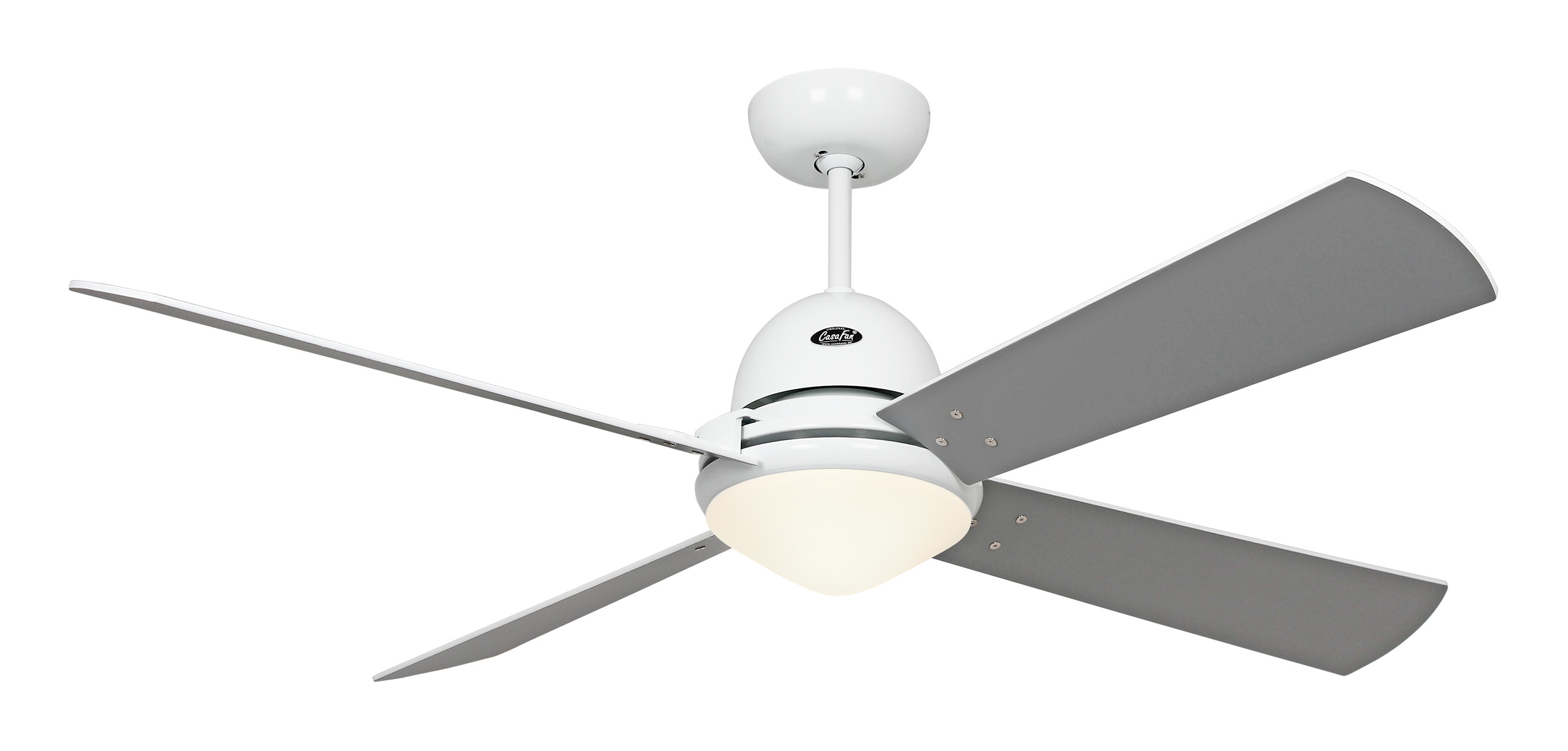 CasaFan Deckenventilator LIBECCIO WE mit Fernbedienung - Lack weiß -4 Flügel Kirsche/Ahorn  Ø 120 cm - 4 Flügel Lack weiß/lichtgrau Ø 142 - mit Leuchte