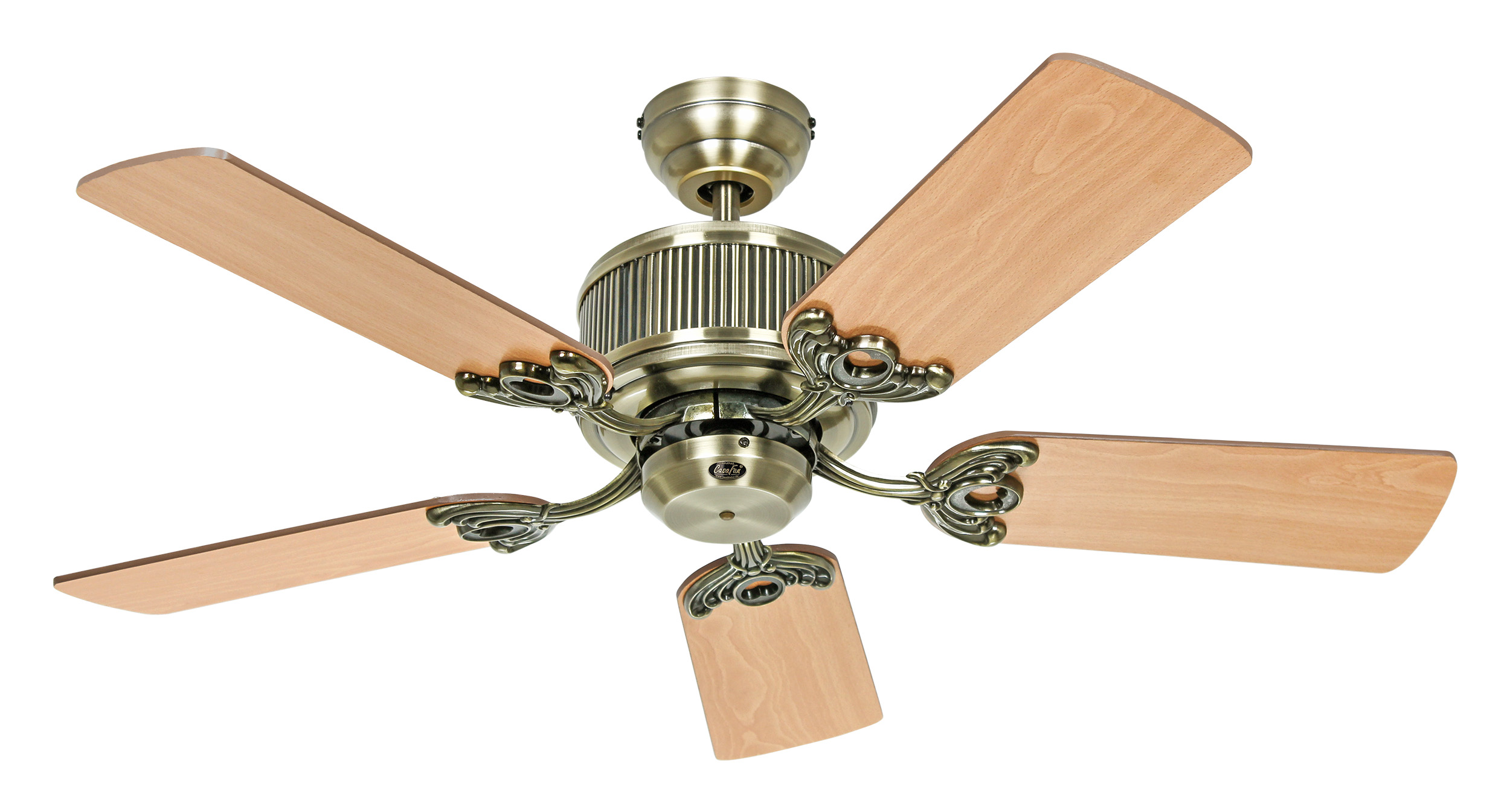 CasaFan Deckenventilator ECO ELEMENTS 103 MA-EA/BU - Gehäuse Messing antik - 5 Flügel Eiche antik/Buche - Ø 103 cm - mit Fernbedienung