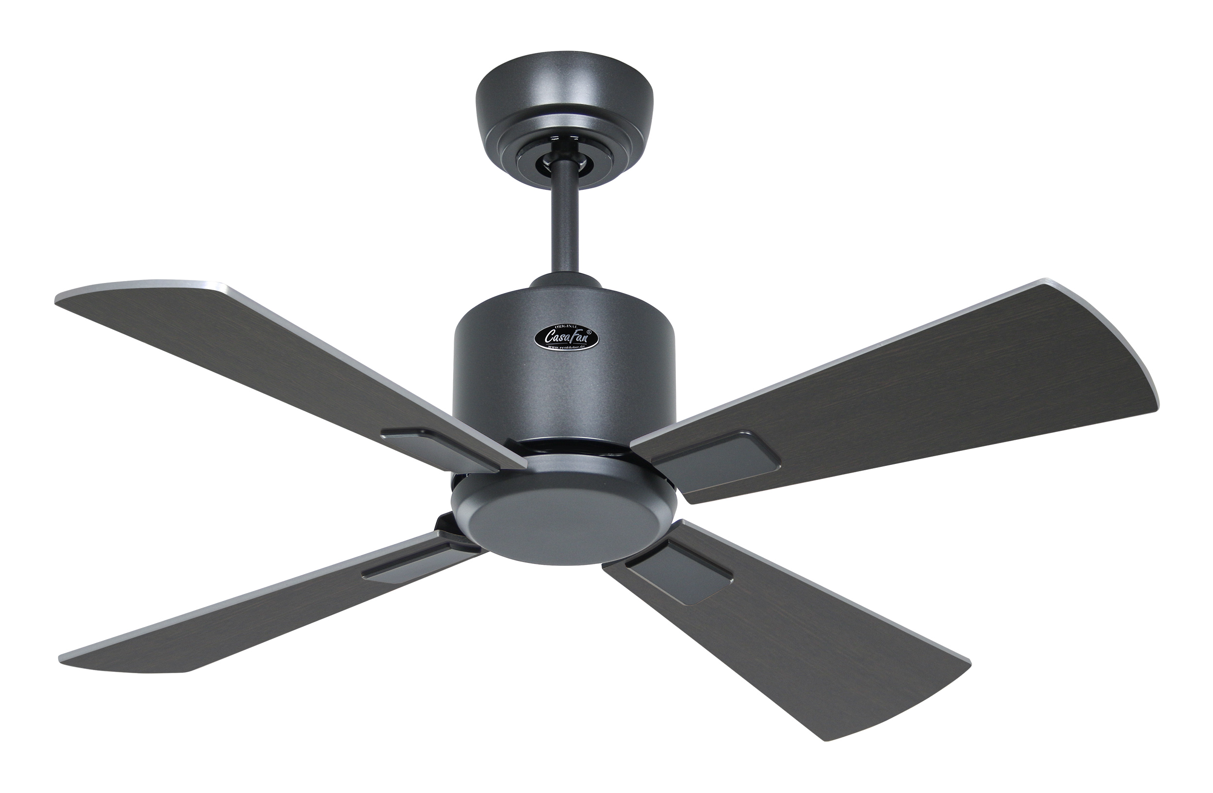 CasaFan Deckenventilator ECO NEO III 92 BG-WN/SI - Gehäuse Lack basaltgrau - 4 Flügel Wenge/Lack silber - mit Fernbedienung - Ø 92 cm