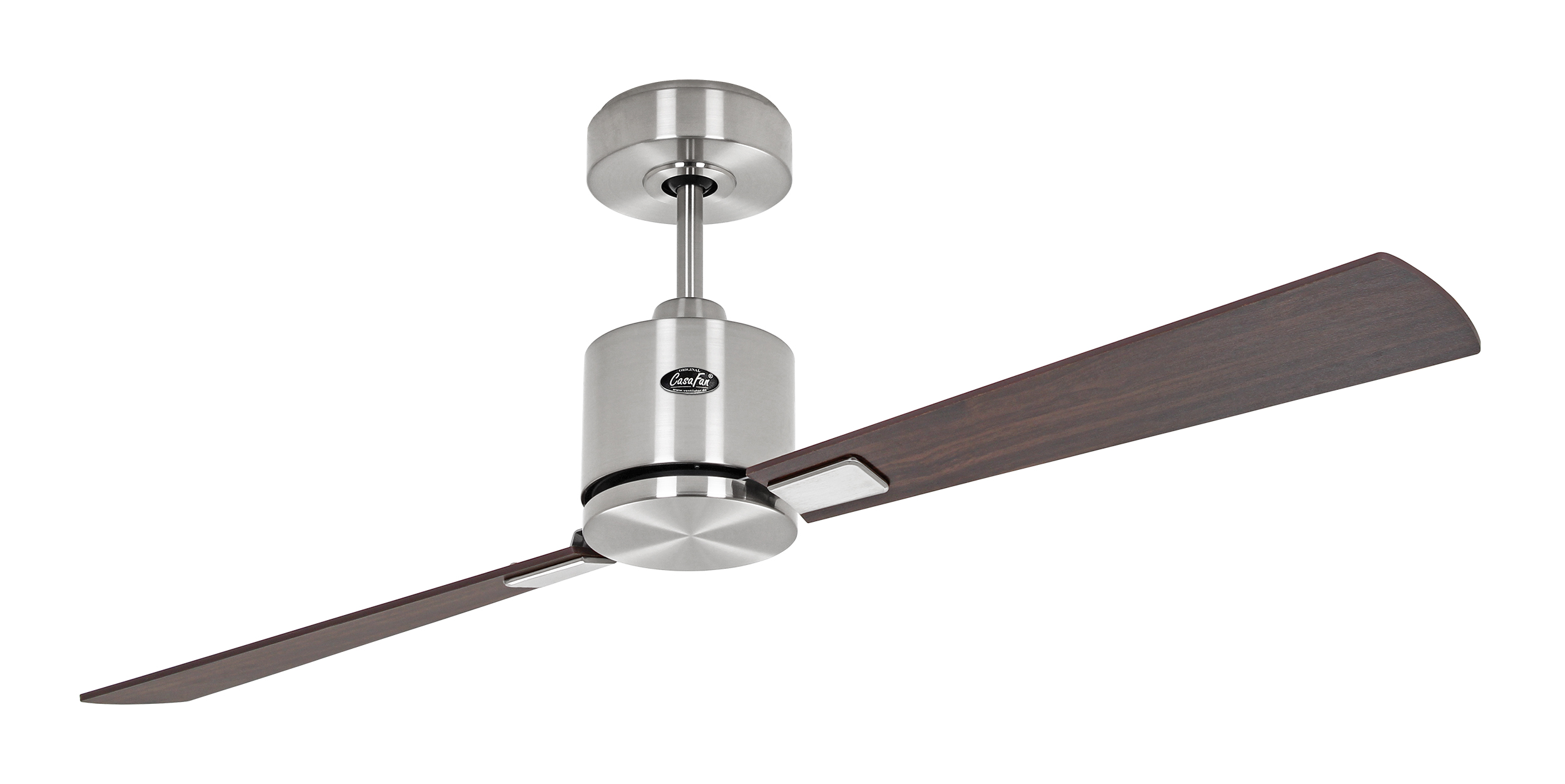 CasaFan Deckenventilator ECO CONCEPT 132 BN-NB/KI - Gehäuse Chrom gebürstet - 4 Flügel Nussbaum/Kirsche - Ø 132 cm - mit Fernbedienung
