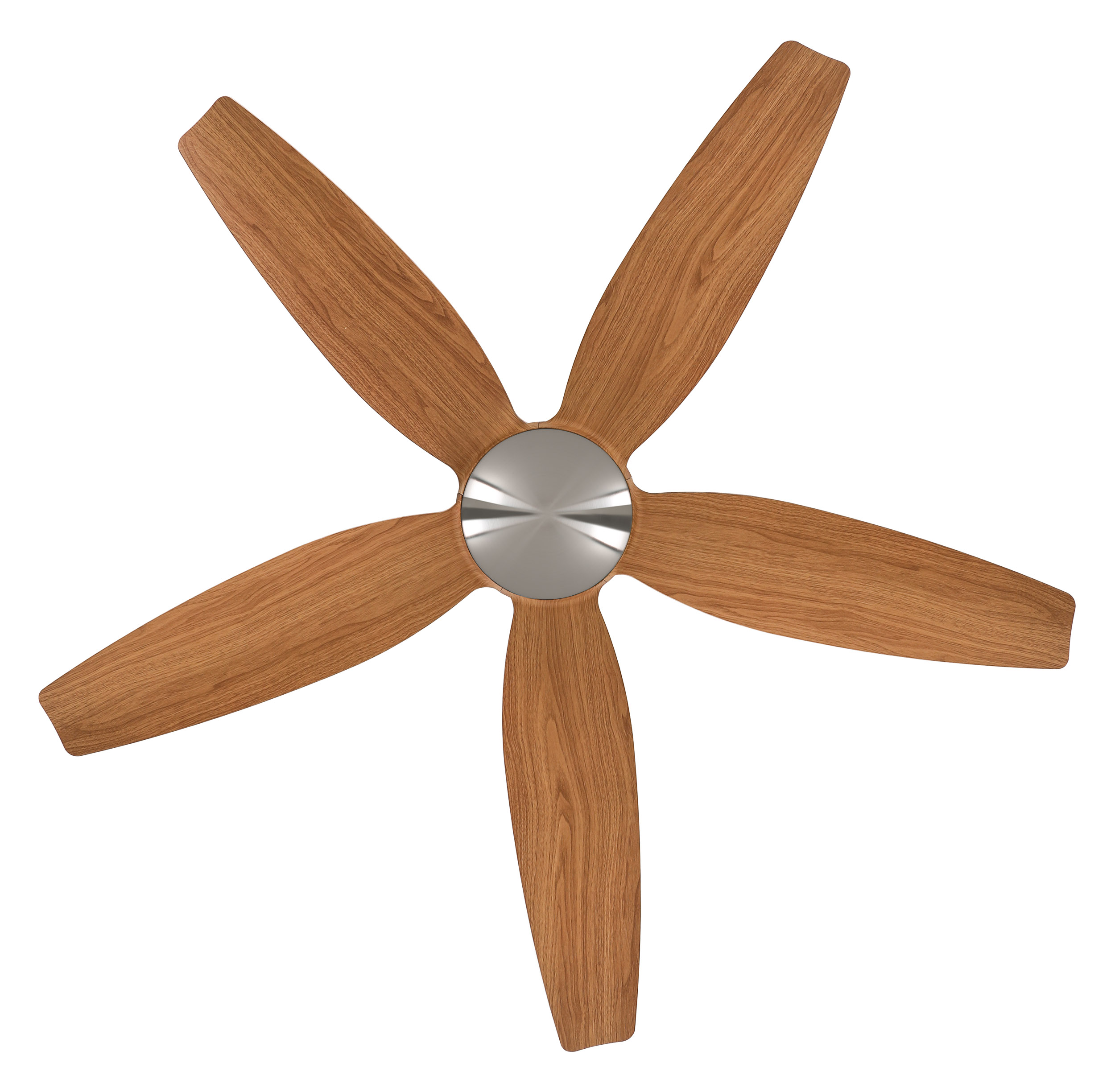 CasaFan Deckenventilator Eco Volare 142 BN-EN - Gehäuse Chrom gebürstet - 5 Flügel Eiche natur - mit Fernbedienung - Ø 142 cm