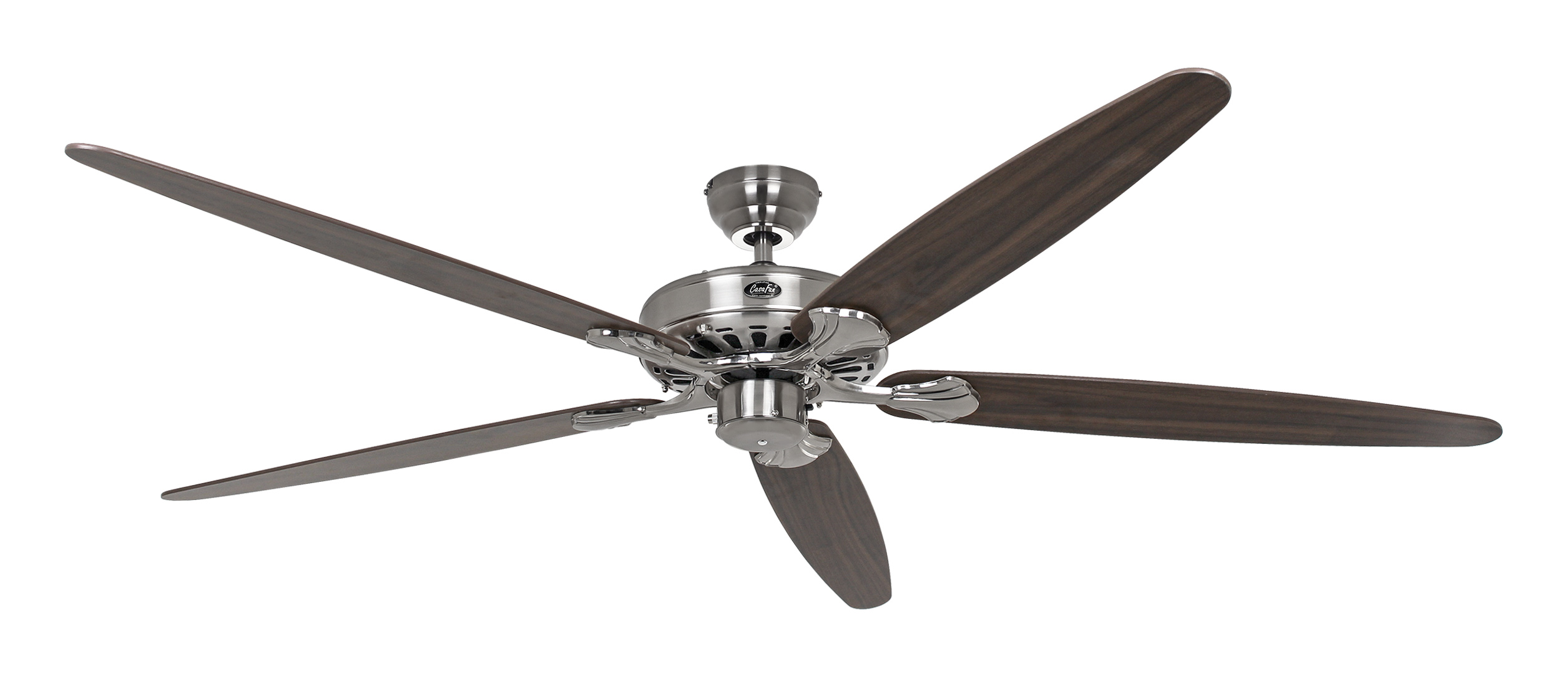 CasaFan Deckenventilator CLASSIC ROYAL 180 BN-EA/NB - 5 Flügel Eiche antik/Nussbaum - Gehäuse Chrom gebürstet - Ø 180 cm