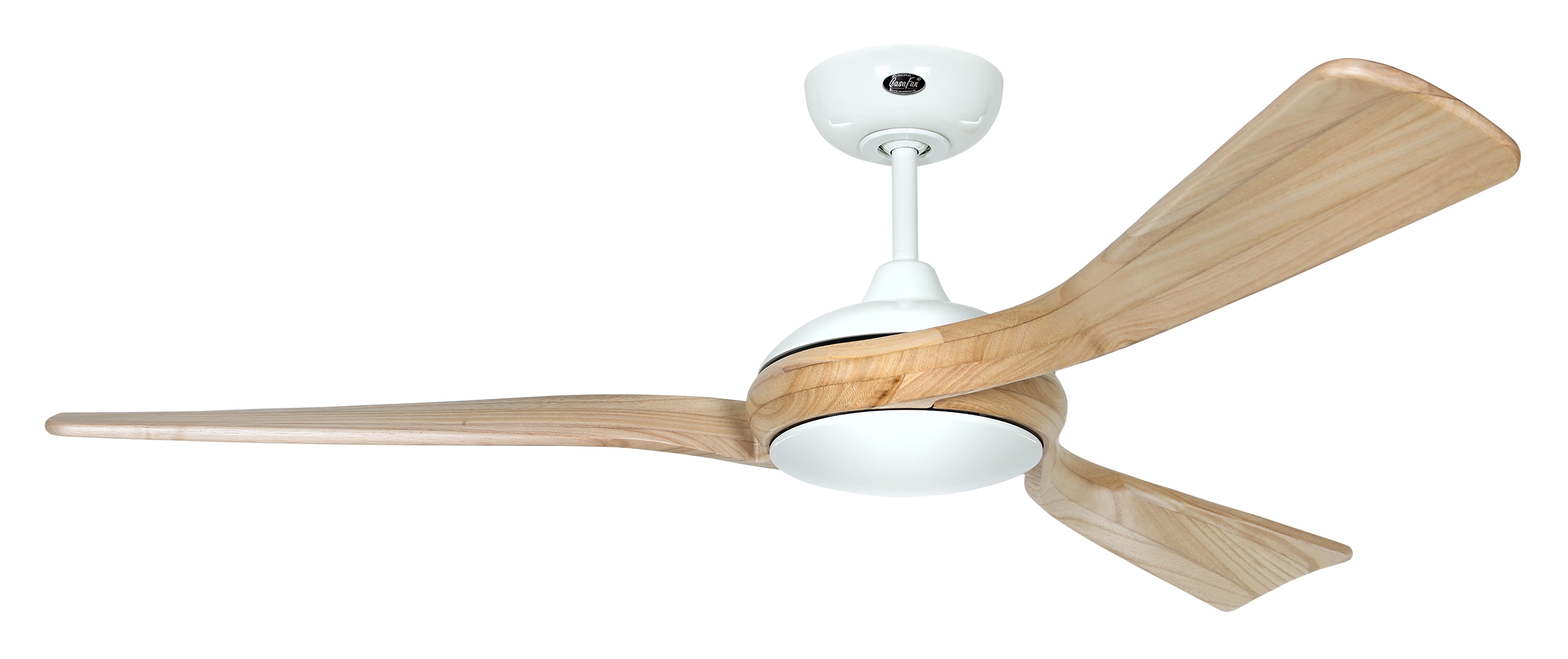 CasaFan Deckenventilator Eco Interior WE-NT- Gehäuse Lack weiß - 3 Flügel Holz natur - mit Fernbedienung - Ø 140 cm