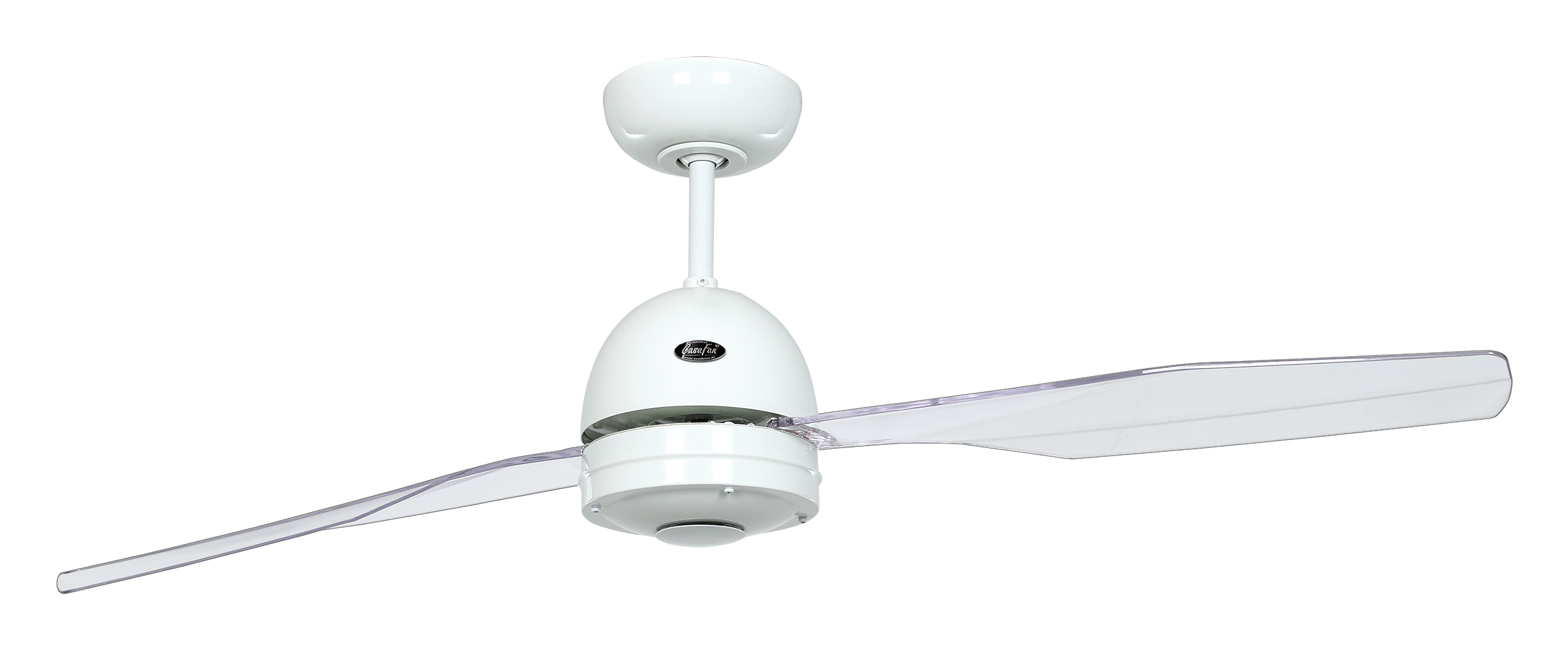 CasaFan Deckenventilator CasaFan LIBELLE WE mit Fernbedienung - Gehäuse Lack weiß - 4 Flügel Acrylglas klar - Ø 132 cm