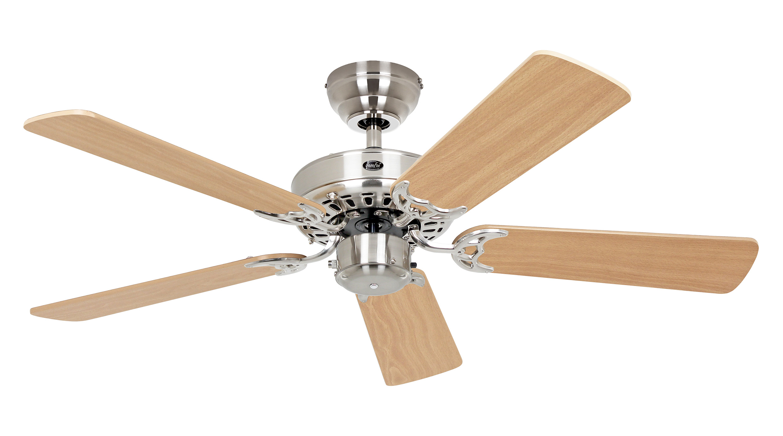CasaFan Deckenventilator CLASSIC ROYAL 103 BN-BU/KB - Gehäuse Chrom gebürstet - 5 Flügel Buche/Kernbuche - Ø 103 cm