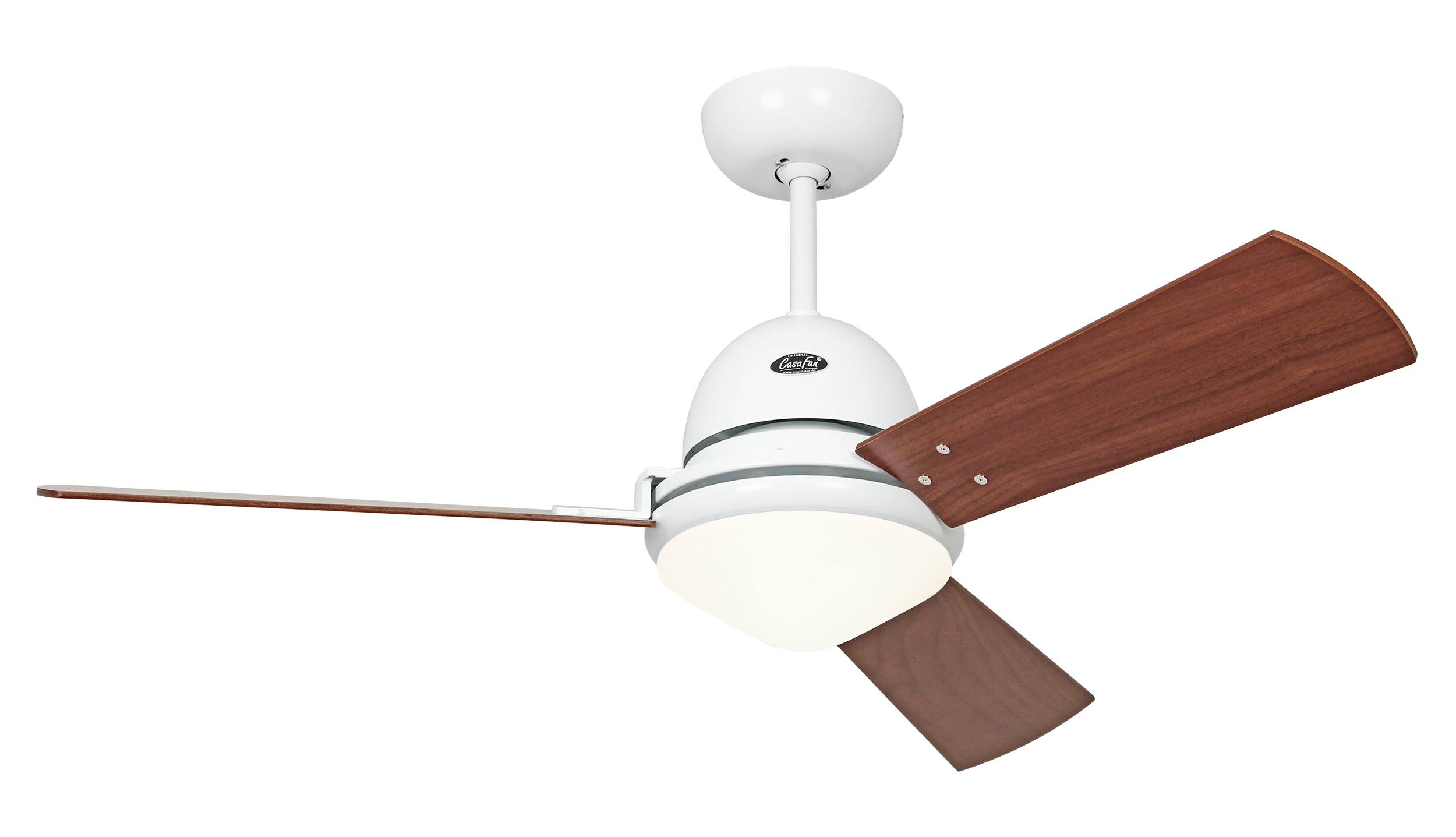 CasaFan Deckenventilator LIBECCIO WE mit Fernbedienung - Lack weiß -4 Flügel Kirsche/Ahorn  Ø 120 cm - 4 Flügel Lack weiß/lichtgrau Ø 142 - mit Leuchte