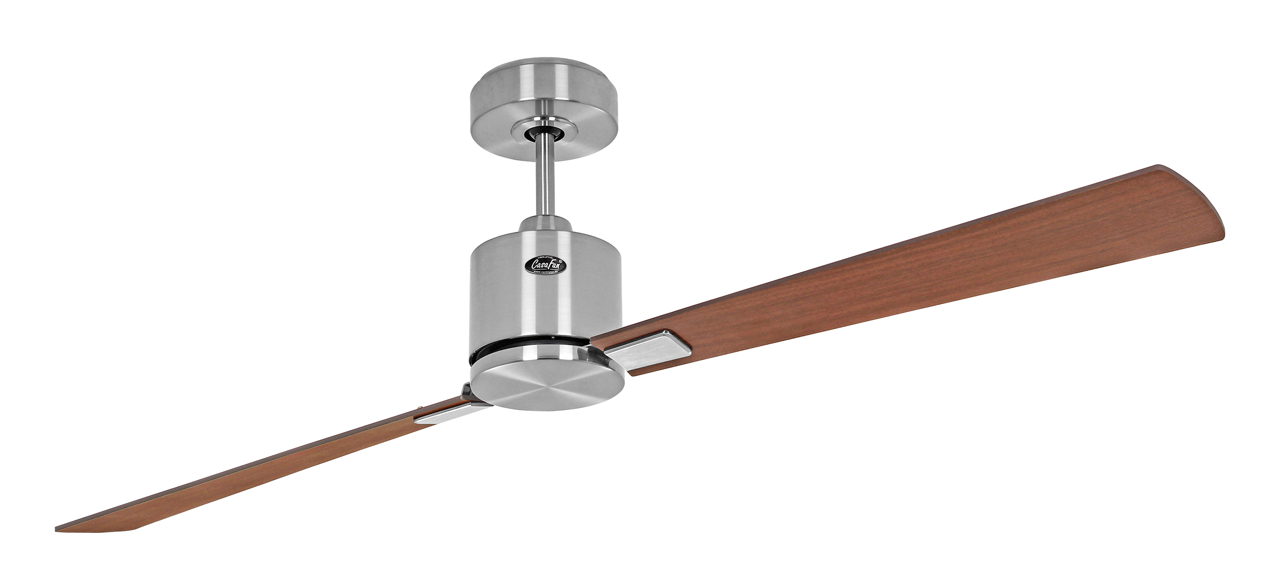 CasaFan Deckenventilator ECO CONCEPT 152 BN-NB/KI - Gehäuse Chrom gebürstet - 4 Flügel Nussbaum/Kirsche - Ø 152 cm - mit Fernbedienung