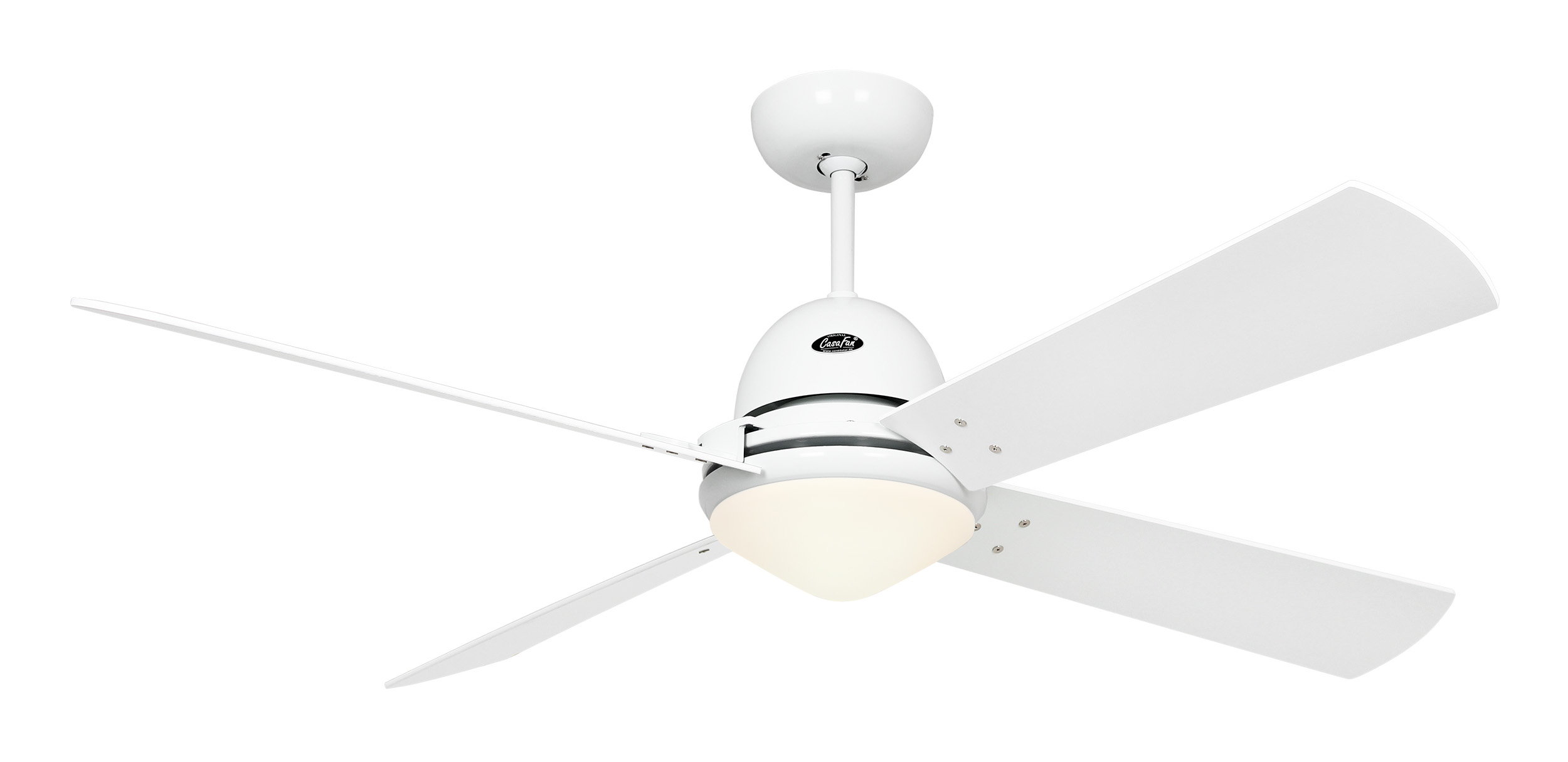 CasaFan Deckenventilator LIBECCIO WE mit Fernbedienung - Lack weiß -4 Flügel Kirsche/Ahorn  Ø 120 cm - 4 Flügel Lack weiß/lichtgrau Ø 142 - mit Leuchte