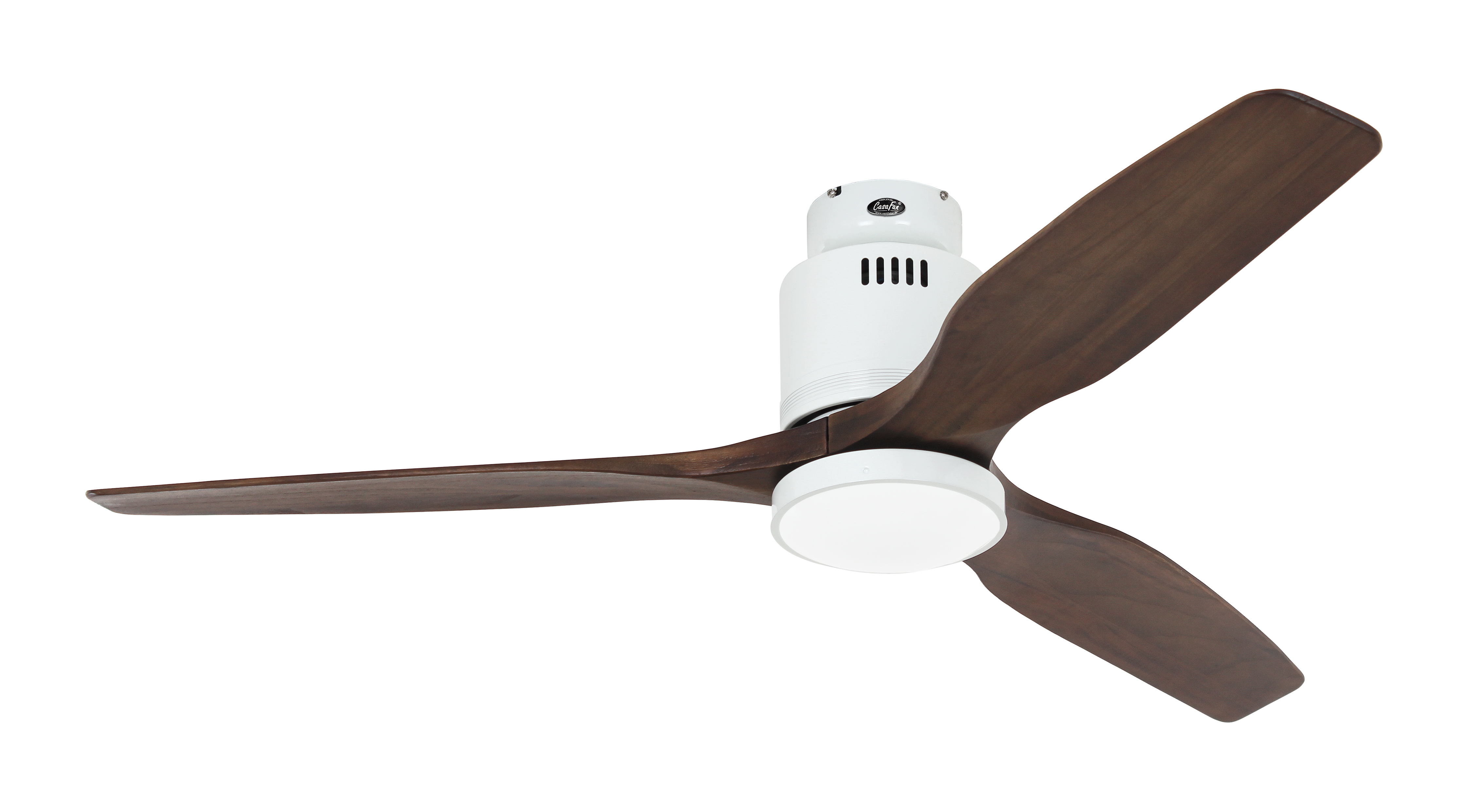 CasaFan Deckenventilator AERODYNAMIX ECO 132 WE - Gehäuse Lack weiß - 3 Flügel Nussbaum - Ø 132 cm - mit Fernbedienung - mit Leuchte