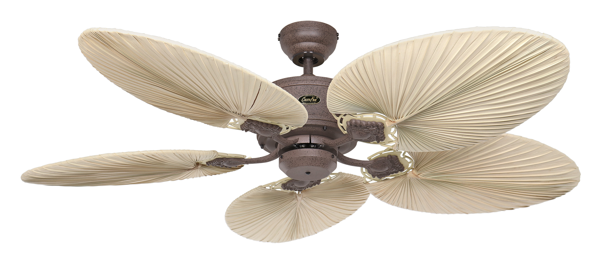 CasaFan Deckenventilator CARIBBEAN DREAM ECO II BA-PLM- Gehäuse Lack braun antik  - Flügel Palmblatt natur - mit Fernbedienung