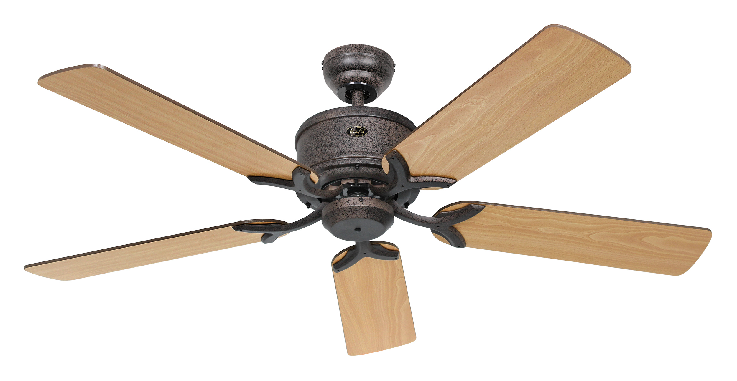 CasaFan Deckenventilator ECO ELEMENTS 132 BA-NB/BU - Gehäuse Braun antik - 5 Flügel Nussbaum/Buche - Ø 132 cm - mit Fernbedienung