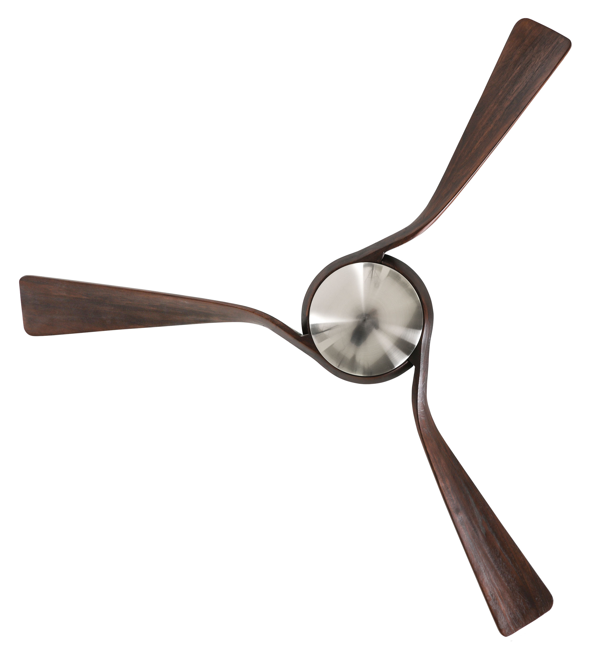 CasaFan Deckenventilator Eco Interior BN-NB - Gehäuse Chrom gebürstet - 3 Flügel Nussbaum - mit Fernbedienung - Ø 140 cm