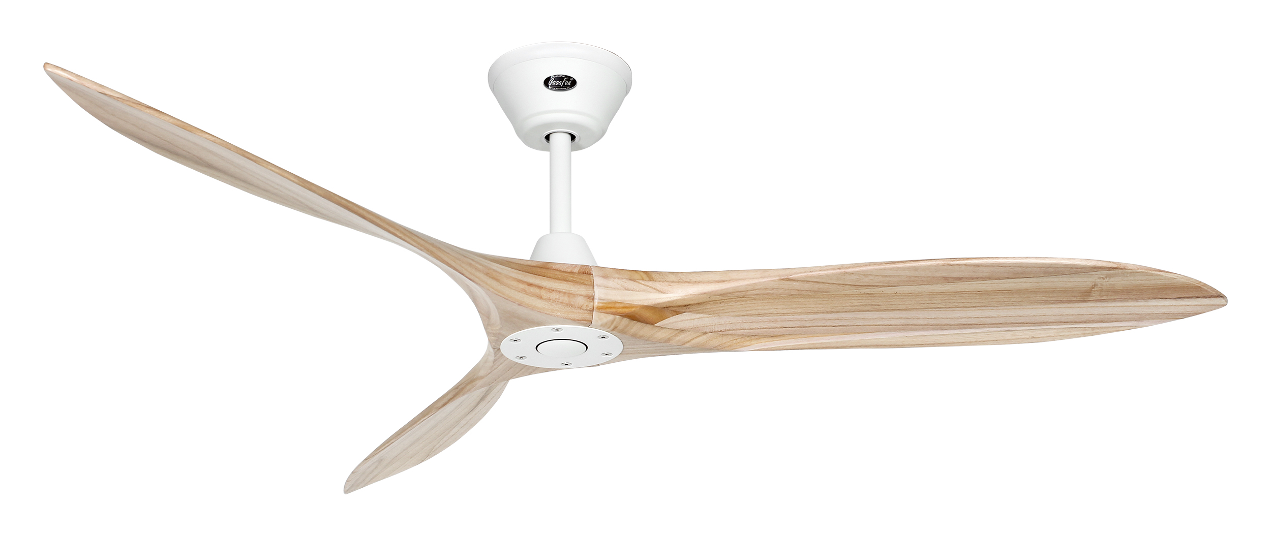 CasaFan Deckenventilator ECO AIRSCREW 152 MW-NT - Gehäuse Lack matt weiß - 3 Flügel Holz natur - mit Fernbedienung - Ø 152 cm