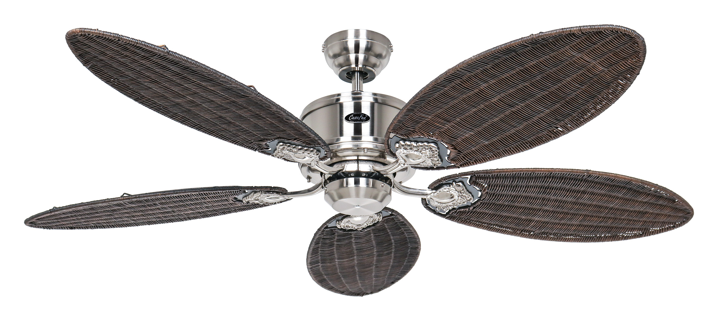 CasaFan Deckenventilator CARIBBEAN DREAM ECO II BN-RTN- Gehäuse Chrom gebürstet - Flügel Rattan antik geflochten - mit Fernbedienung