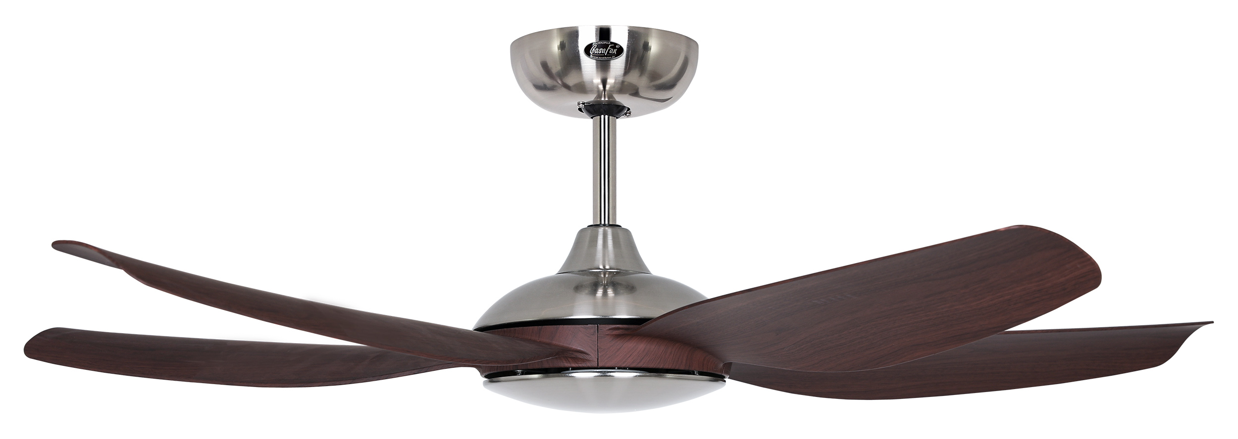 CasaFan Deckenventilator Eco Volare 116 BN-NB- Gehäuse Chrom gebürstet- 5 Flügel Nussbaum - mit Fernbedienung - Ø 116 cm
