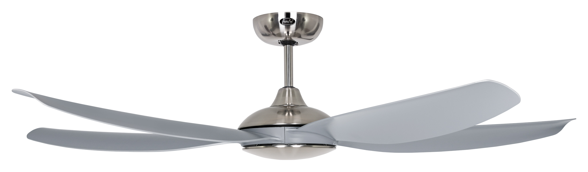 CasaFan Deckenventilator Eco Volare 142 BN-LG - Gehäuse Chrom gebürstet - 5 Flügel Lack lichtgrau - mit Fernbedienung - Ø 142 cm