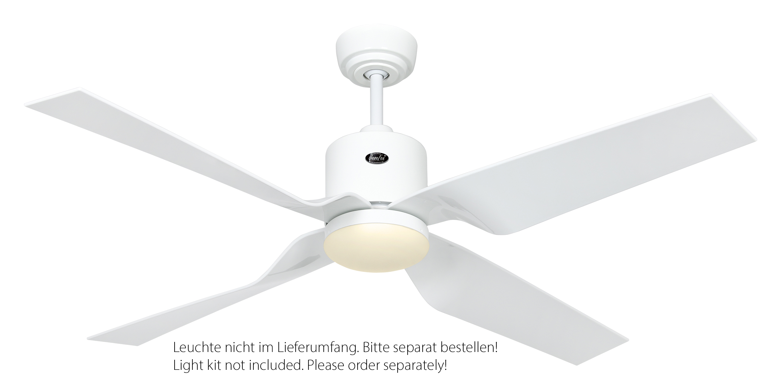 CasaFan Deckenventilator ECO DYNAMIX II WE-WE - Gehäuse Lack weiß - 4 Flügel Lack weiß - Ø 132 cm - mit Fernbedienung