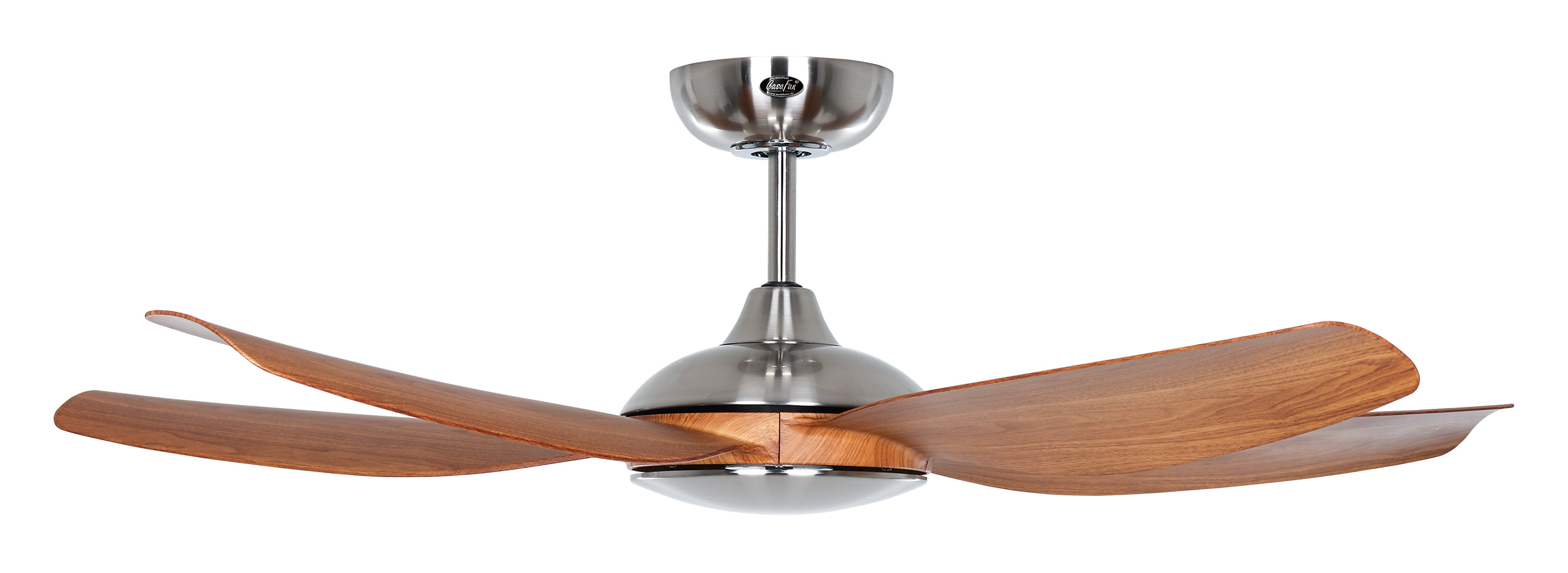 CasaFan Deckenventilator Eco Volare 116 BN-EN - Gehäuse Chrom gebürstet- 5 Flügel Eiche natur - mit Fernbedienung - Ø 116 cm