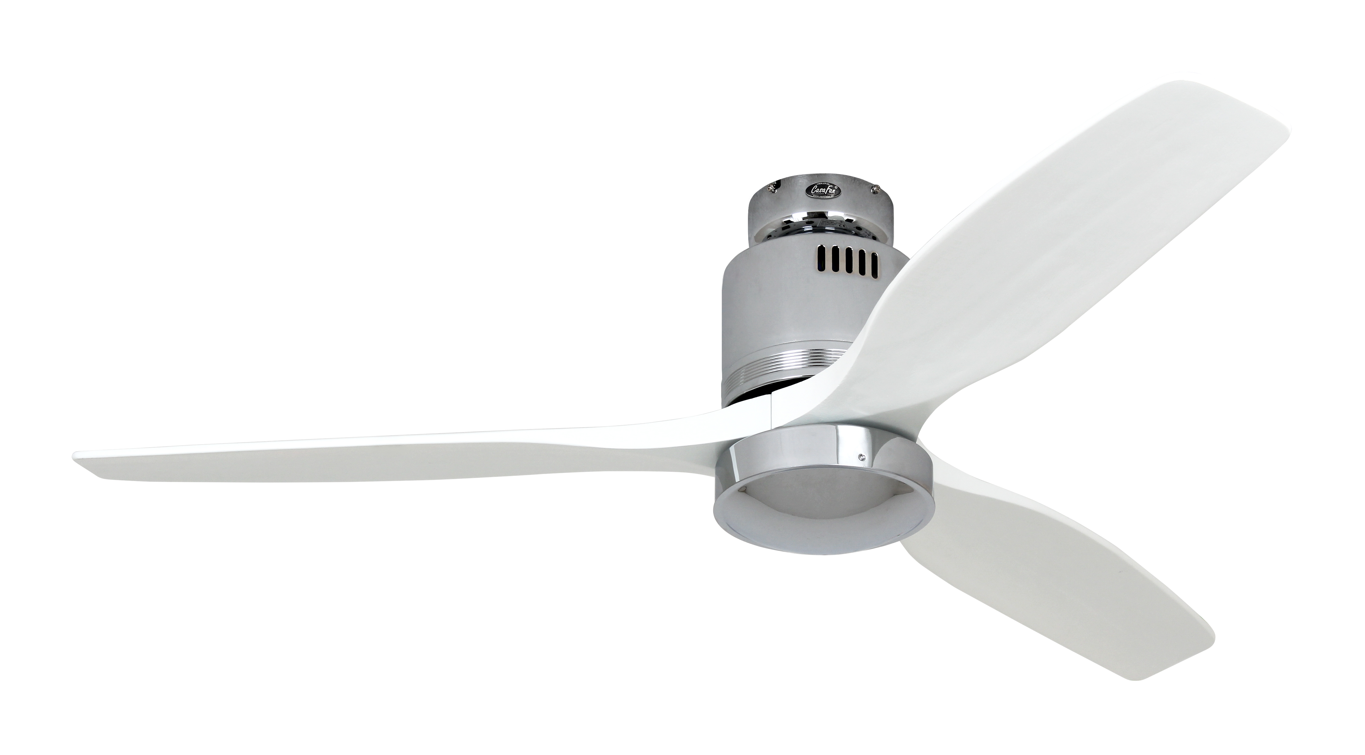 CasaFan Deckenventilator AERODYNAMIX ECO 132 CH - Chrom glänzend - 3 Flügel Lack weiß - Ø 132 cm - mit Fernbedienung - mit Leuchte