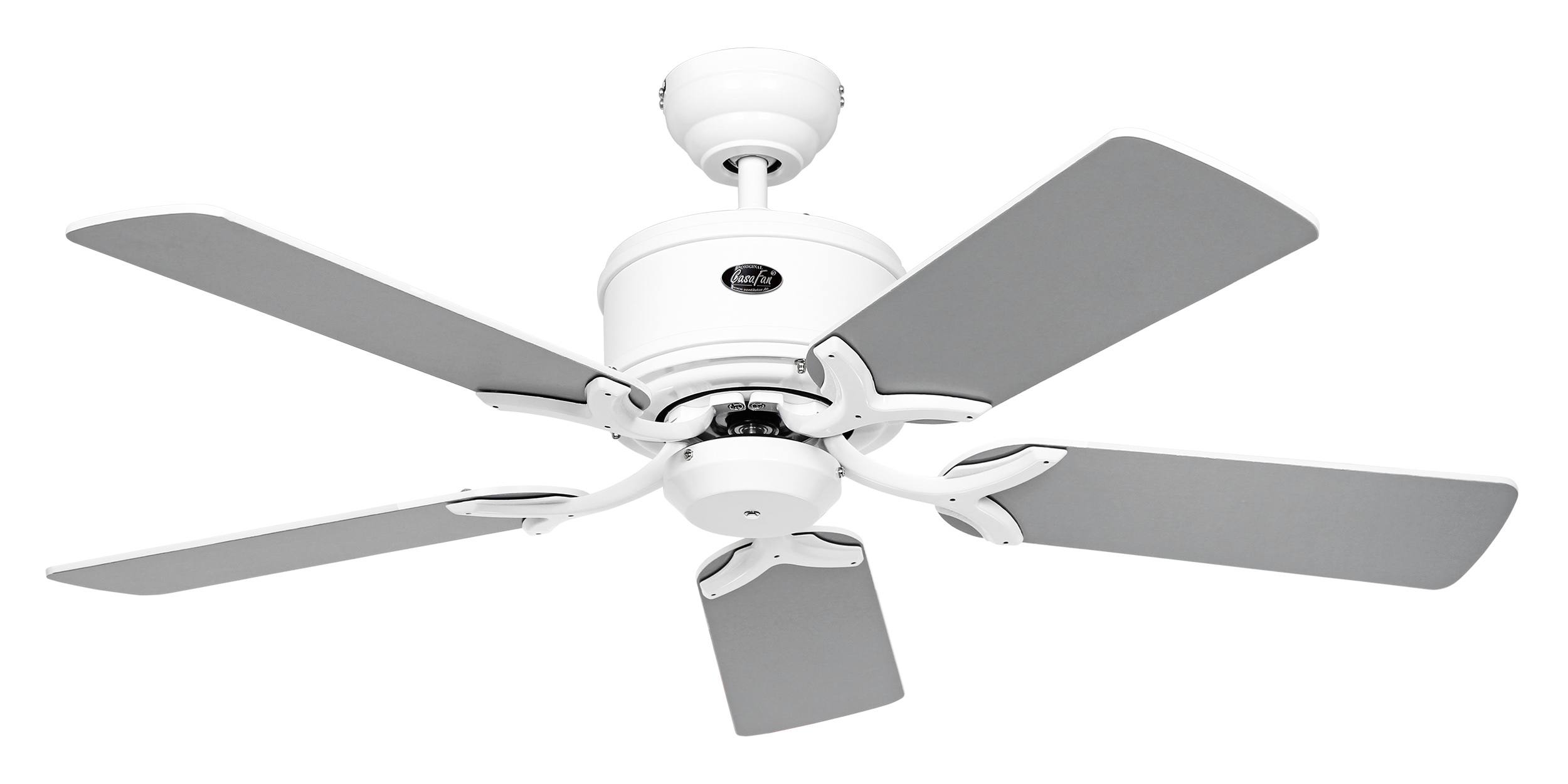CasaFan Deckenventilator ECO ELEMENTS 103 WE-WE/LG - Gehäuse Lack weiß - 5 Flügel Lack weiß/lichtgrau - Ø 103 cm - mit Fernbedienung