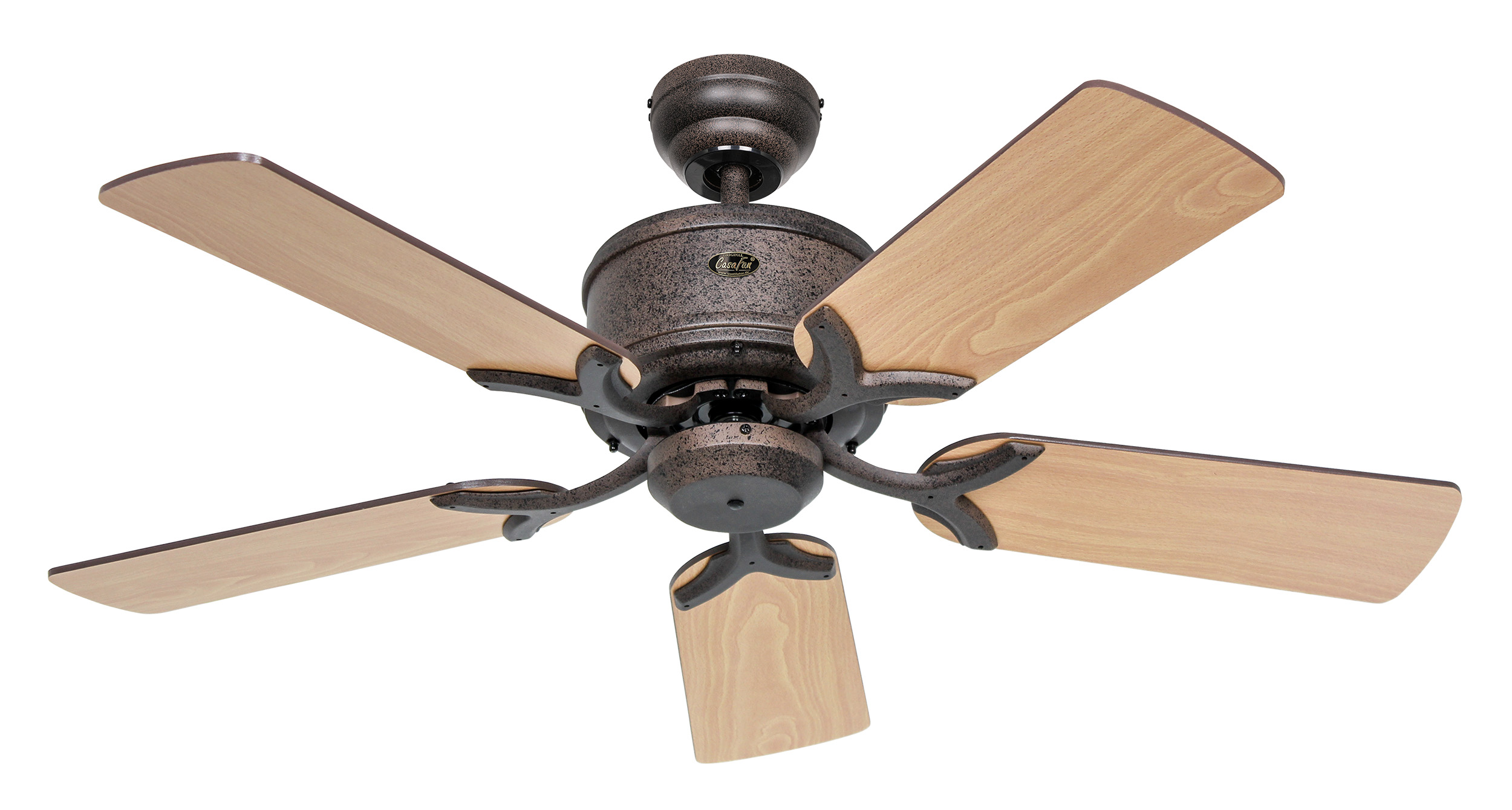 CasaFan Deckenventilator ECO ELEMENTS 132 BA-NB/BU - Gehäuse Braun antik - 5 Flügel Nussbaum/Buche - Ø 132 cm - mit Fernbedienung