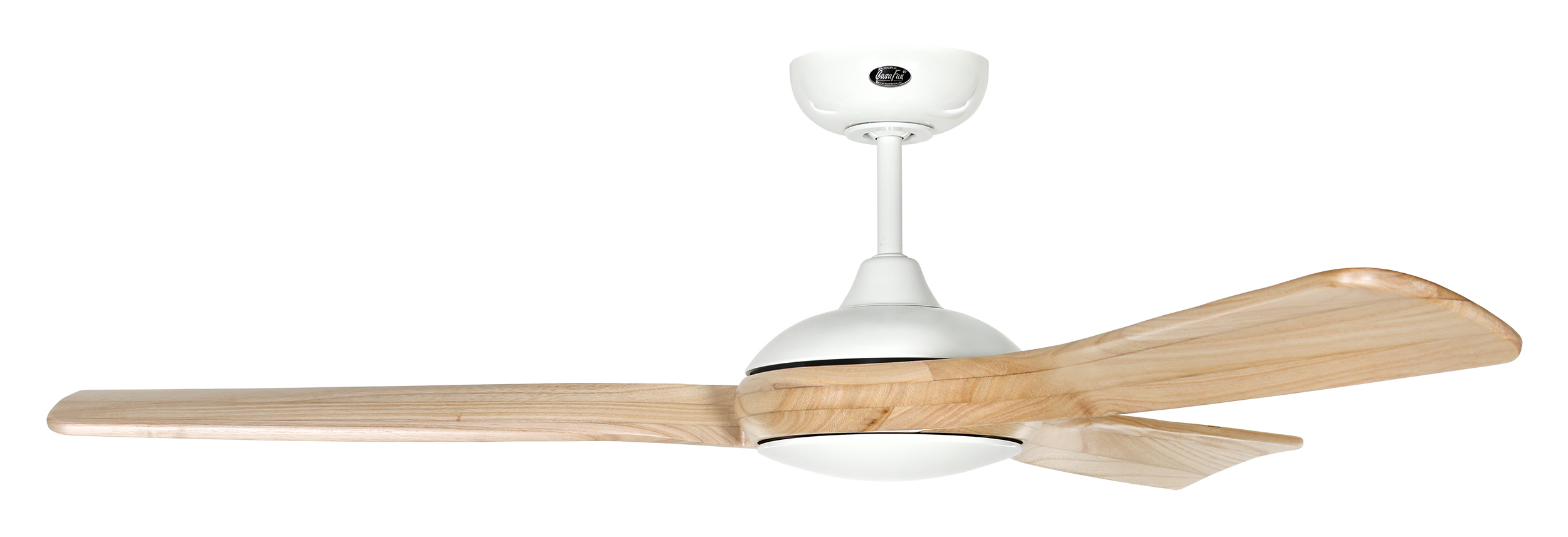 CasaFan Deckenventilator Eco Interior WE-NT- Gehäuse Lack weiß - 3 Flügel Holz natur - mit Fernbedienung - Ø 140 cm