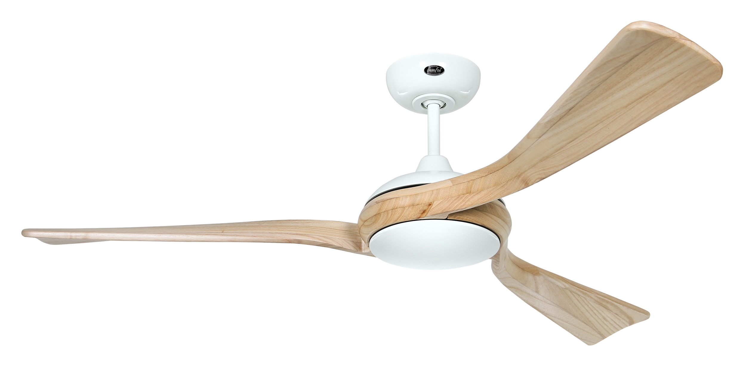 CasaFan Deckenventilator Eco Interior WE-NT- Gehäuse Lack weiß - 3 Flügel Holz natur - mit Fernbedienung - Ø 140 cm