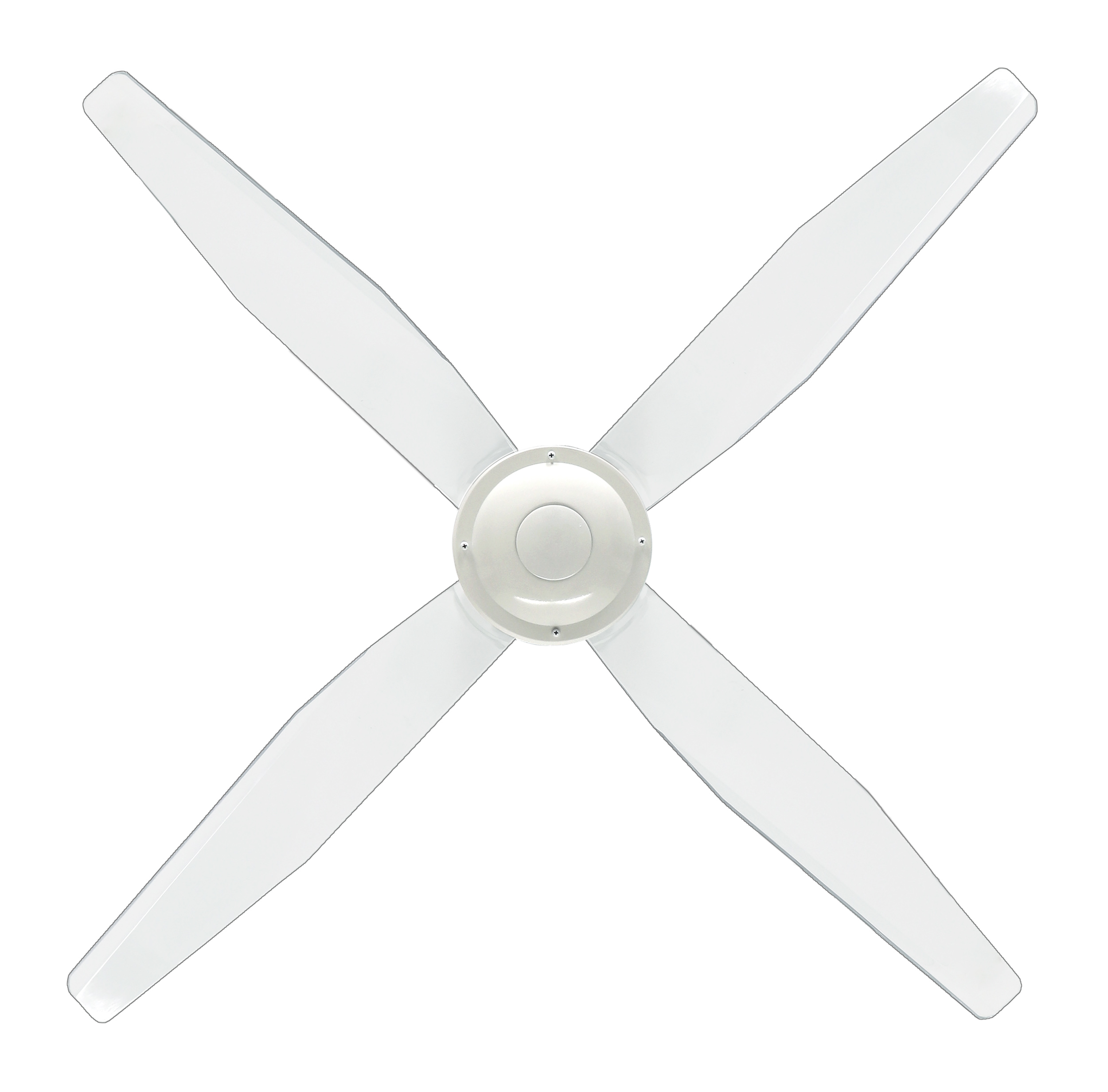 CasaFan Deckenventilator CasaFan LIBELLE WE mit Fernbedienung - Gehäuse Lack weiß - 4 Flügel Acrylglas klar - Ø 132 cm