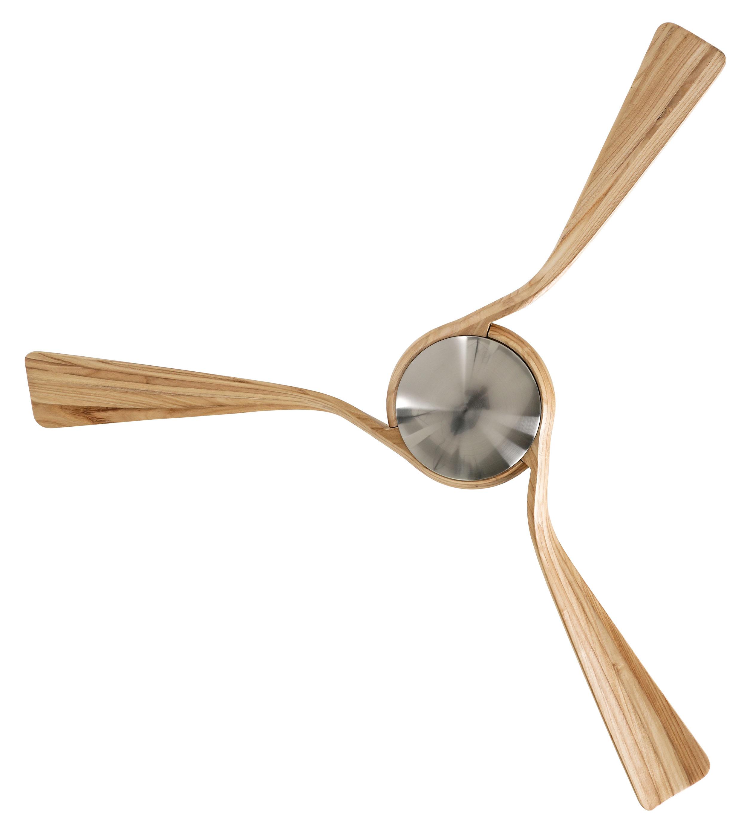 CasaFan Deckenventilator Eco Interior BN-NT- Gehäuse Chrom gebürstet - 3 Flügel Holz natur - mit Fernbedienung - Ø 140 cm