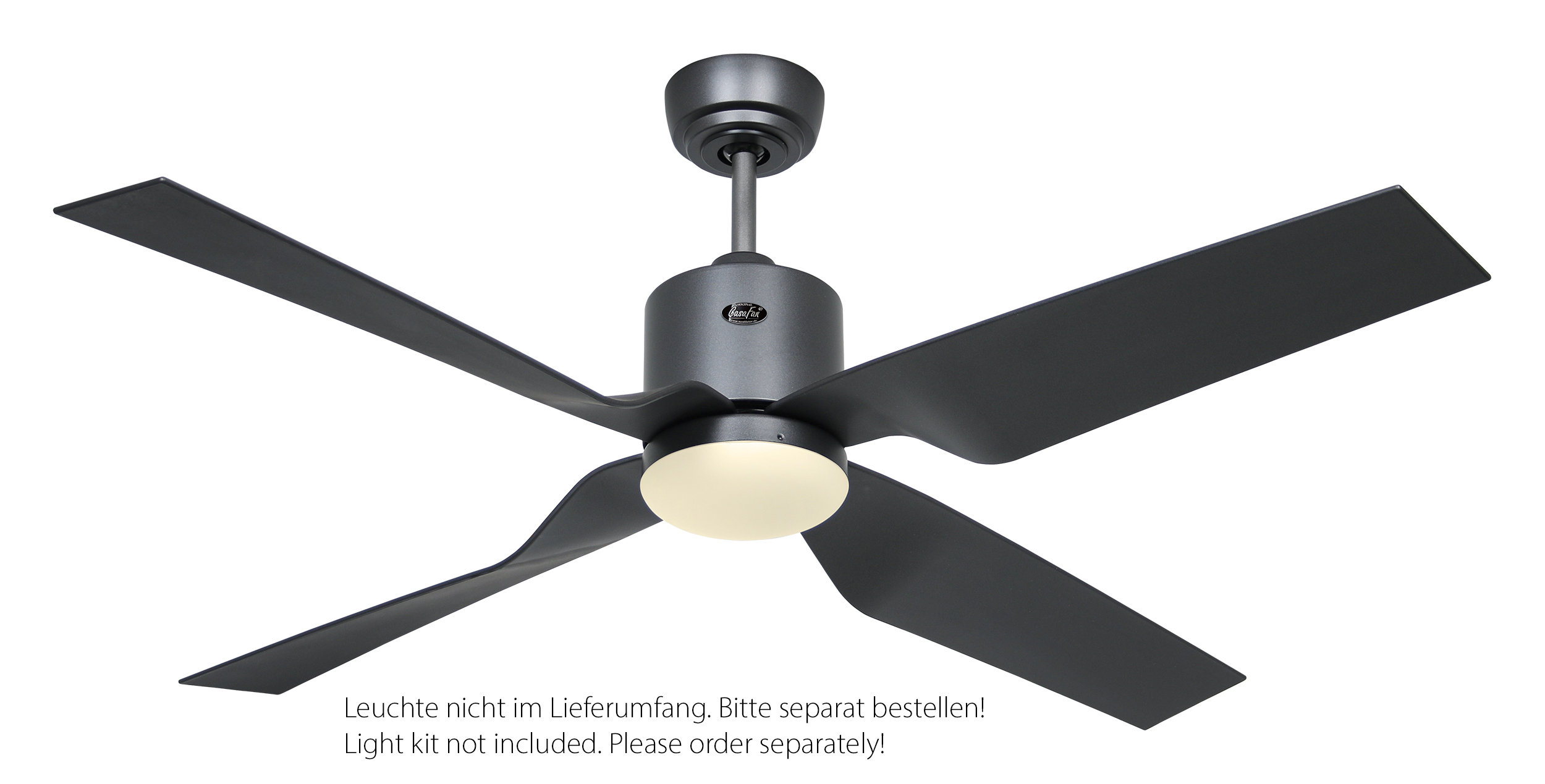 CasaFan Deckenventilator ECO DYNAMIX II BG-BG - Gehäuse Lack basaltgrau - 4 Flügel Kunststoff Lack basaltgrau - Ø 132 cm - mit Fernbedienung