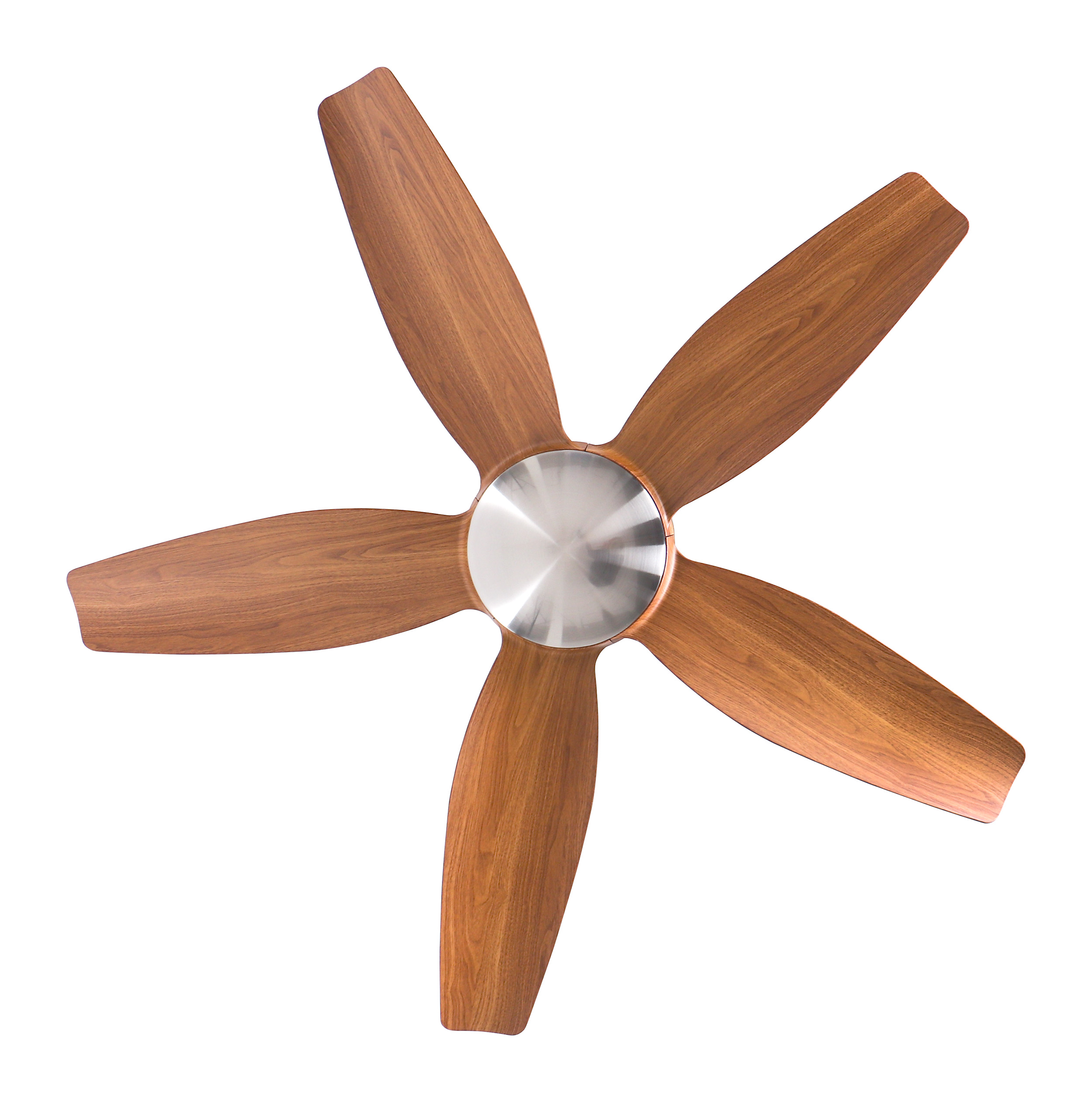 CasaFan Deckenventilator Eco Volare 116 BN-EN - Gehäuse Chrom gebürstet- 5 Flügel Eiche natur - mit Fernbedienung - Ø 116 cm