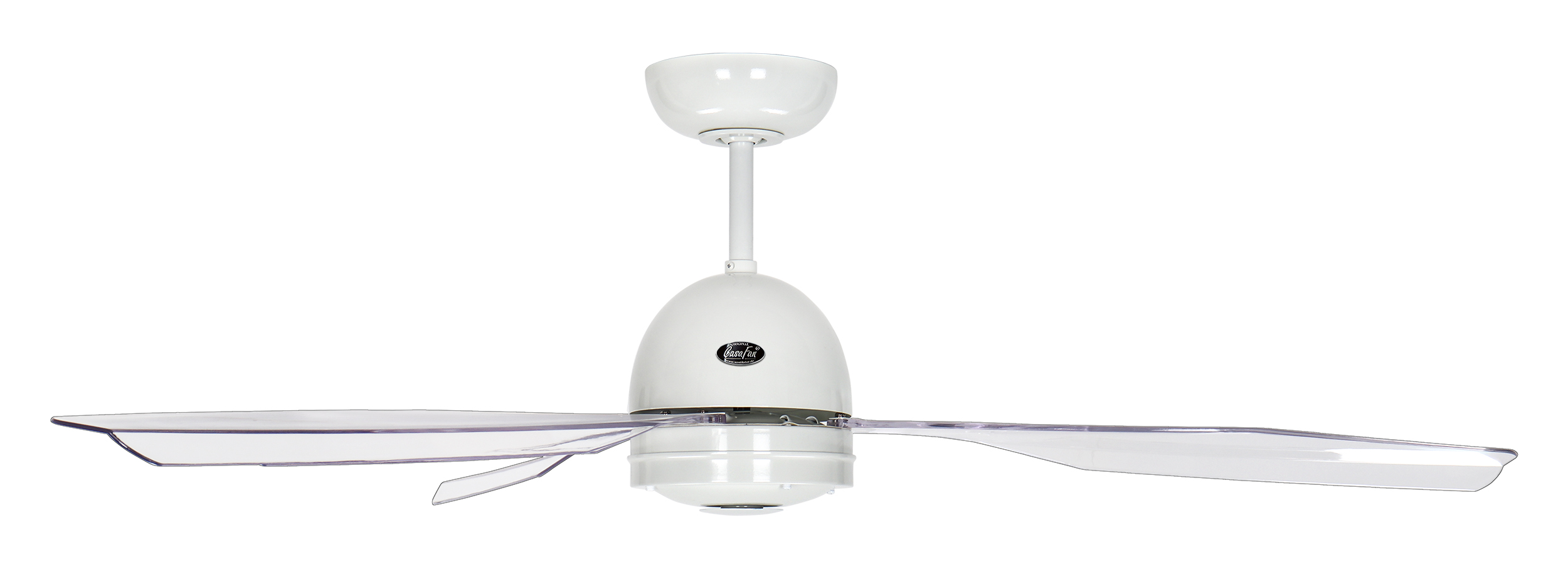 CasaFan Deckenventilator CasaFan LIBELLE WE mit Fernbedienung - Gehäuse Lack weiß - 4 Flügel Acrylglas klar - Ø 132 cm