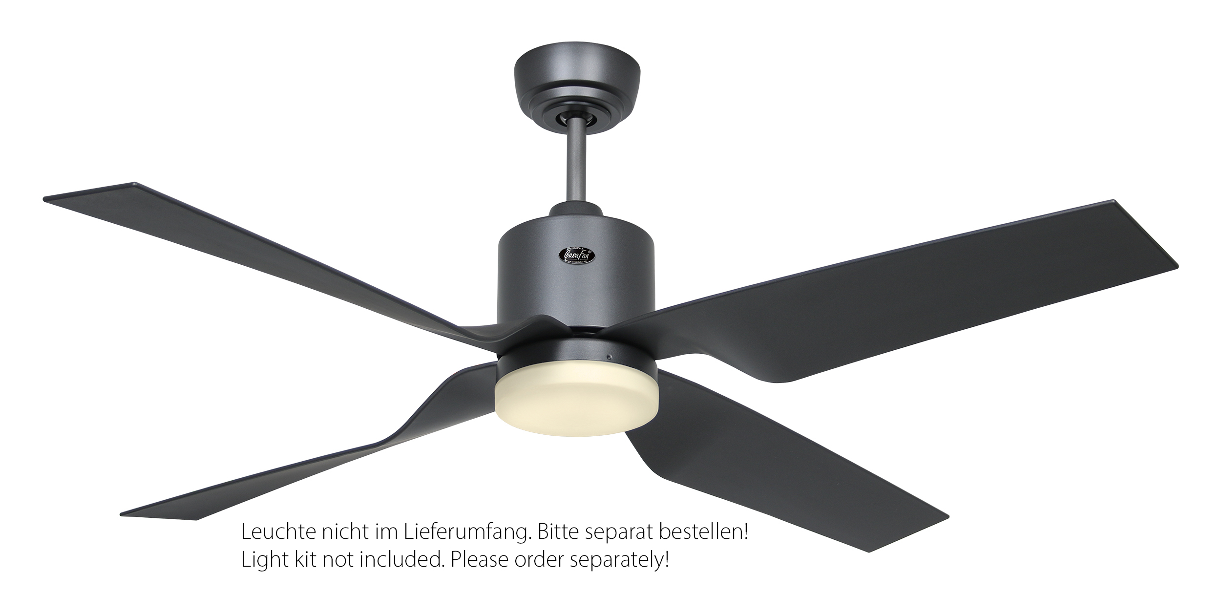 CasaFan Deckenventilator ECO DYNAMIX II BG-BG - Gehäuse Lack basaltgrau - 4 Flügel Kunststoff Lack basaltgrau - Ø 132 cm - mit Fernbedienung