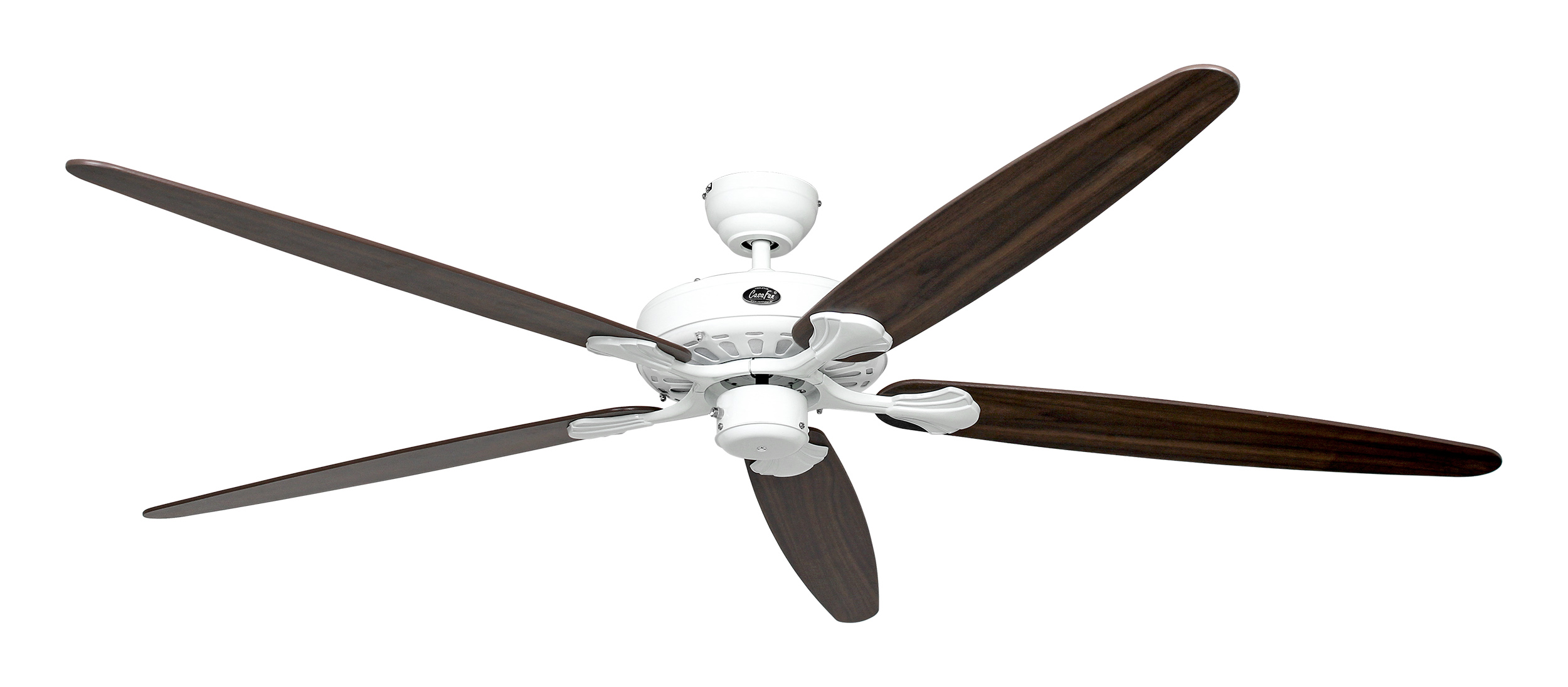 CasaFan Deckenventilator CLASSIC ROYAL 180 WE-EA/NB - 5 Flügel Eiche antik/Nussbaum - Gehäuse Lack weiß - Ø 180 cm