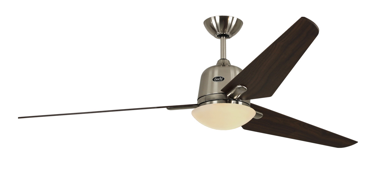 CasaFan Deckenventilator ECO AVIATOS 162 BN-NB - Gehäuse Chrom gebürstet - 3 Flügel Nussbaum - Ø 162 cm - mit Fernbedienung - mit Leuchte