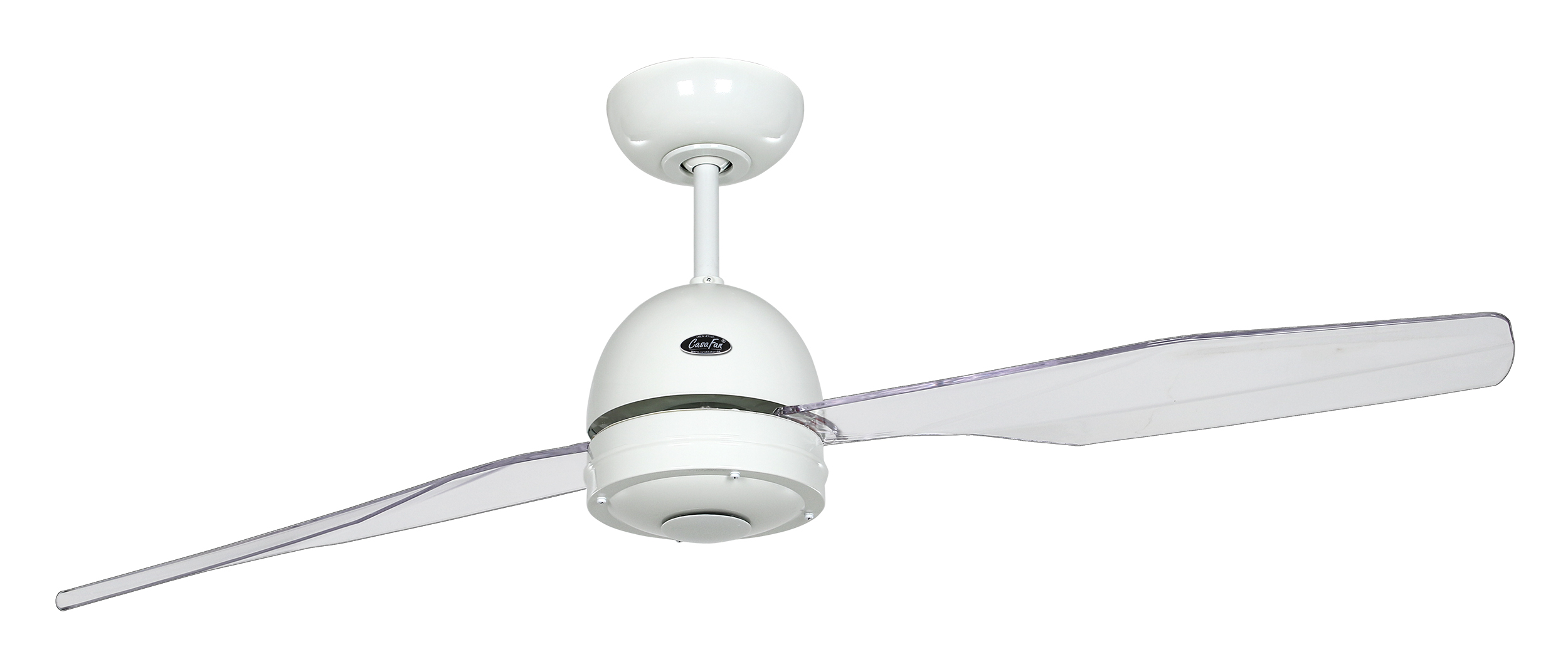 CasaFan Deckenventilator CasaFan LIBELLE WE mit Fernbedienung - Gehäuse Lack weiß - 4 Flügel Acrylglas klar - Ø 132 cm