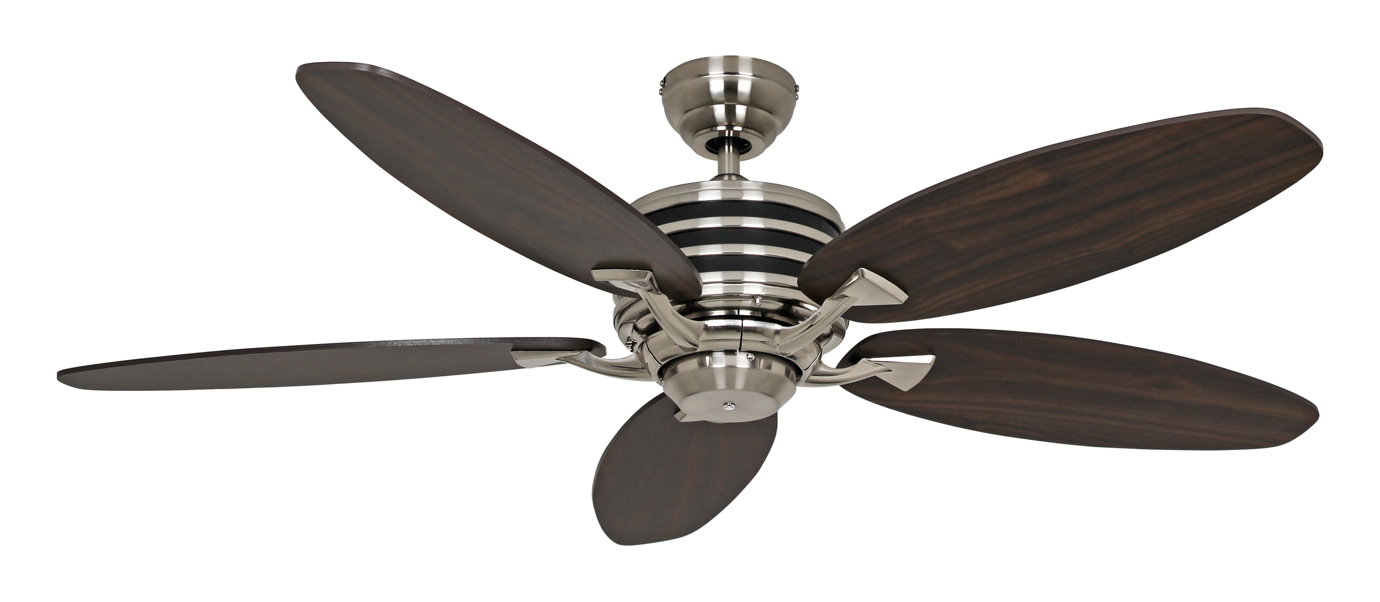 CasaFan Deckenventilator ECO GAMMA 137 NB-SW - Gehäuse Chrom gebürstet - 5 Flügel Nussbaum/Lack schwarz - Ø 137 cm - mit Fernbedienung