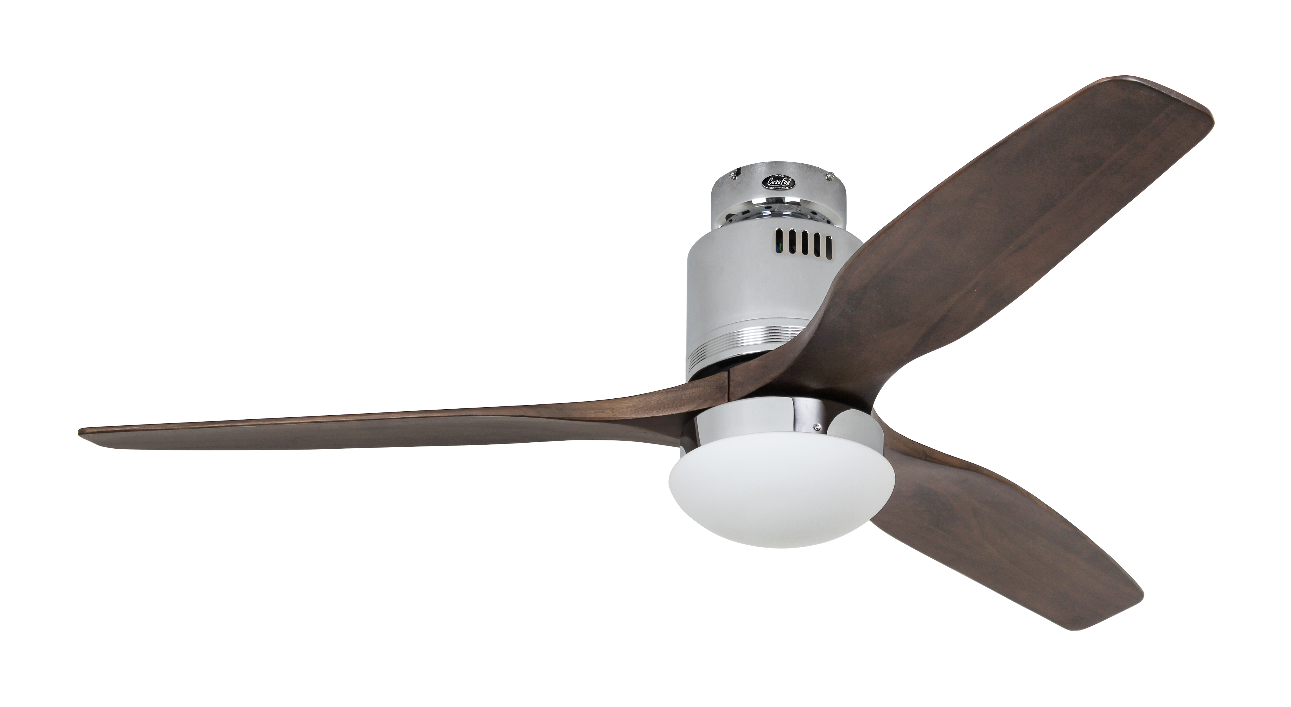 CasaFan Deckenventilator AERODYNAMIX ECO 132 CH - Chrom glänzend - 3 Flügel Nussbaum - Ø 132 cm - mit Fernbedienung - mit Leuchte