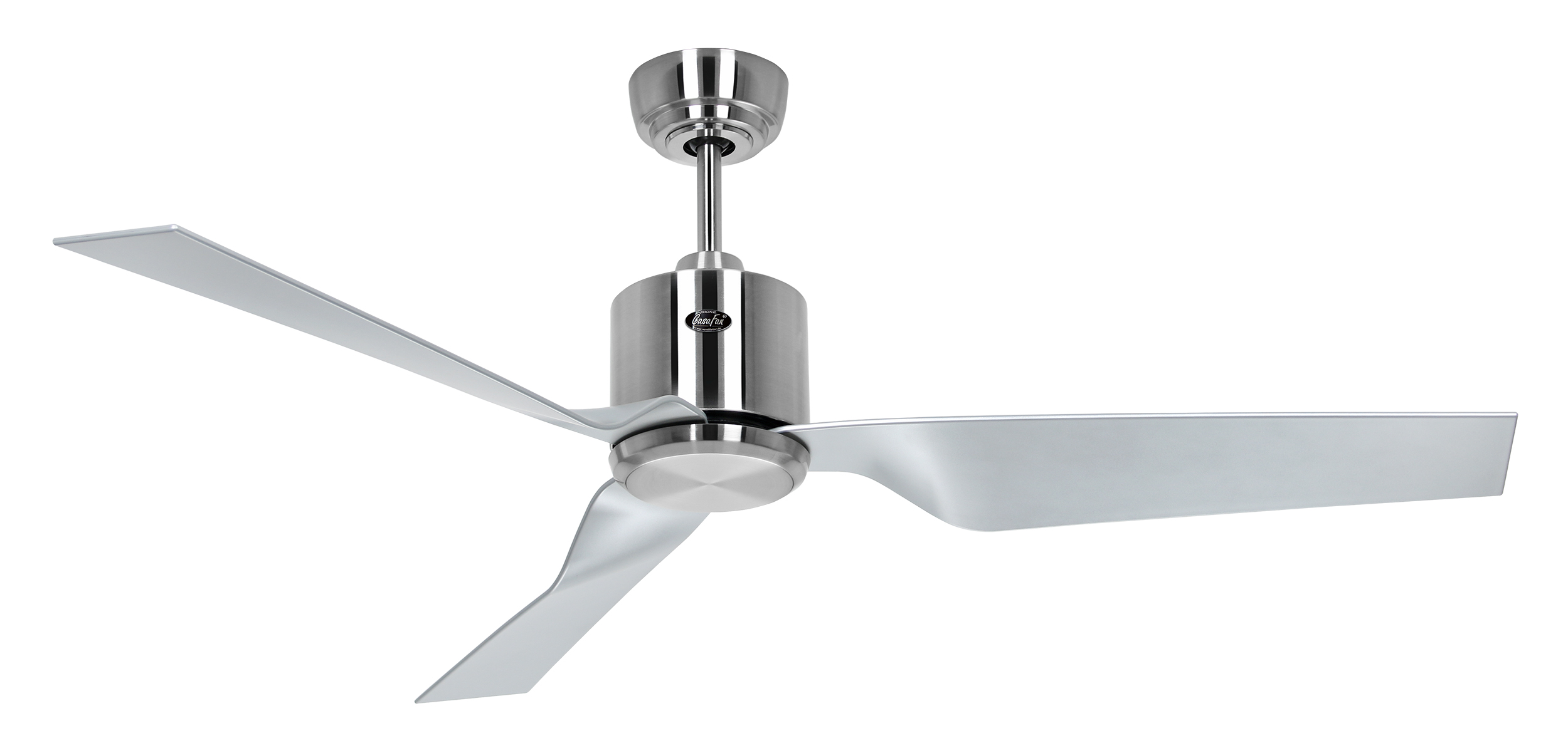 CasaFan Deckenventilator ECO DYNAMIX II BN-SI - Gehäuse Chrom gebürstet - 4 Flügel Kunststoff Lack silber - Ø 132 cm - mit Fernbedienung