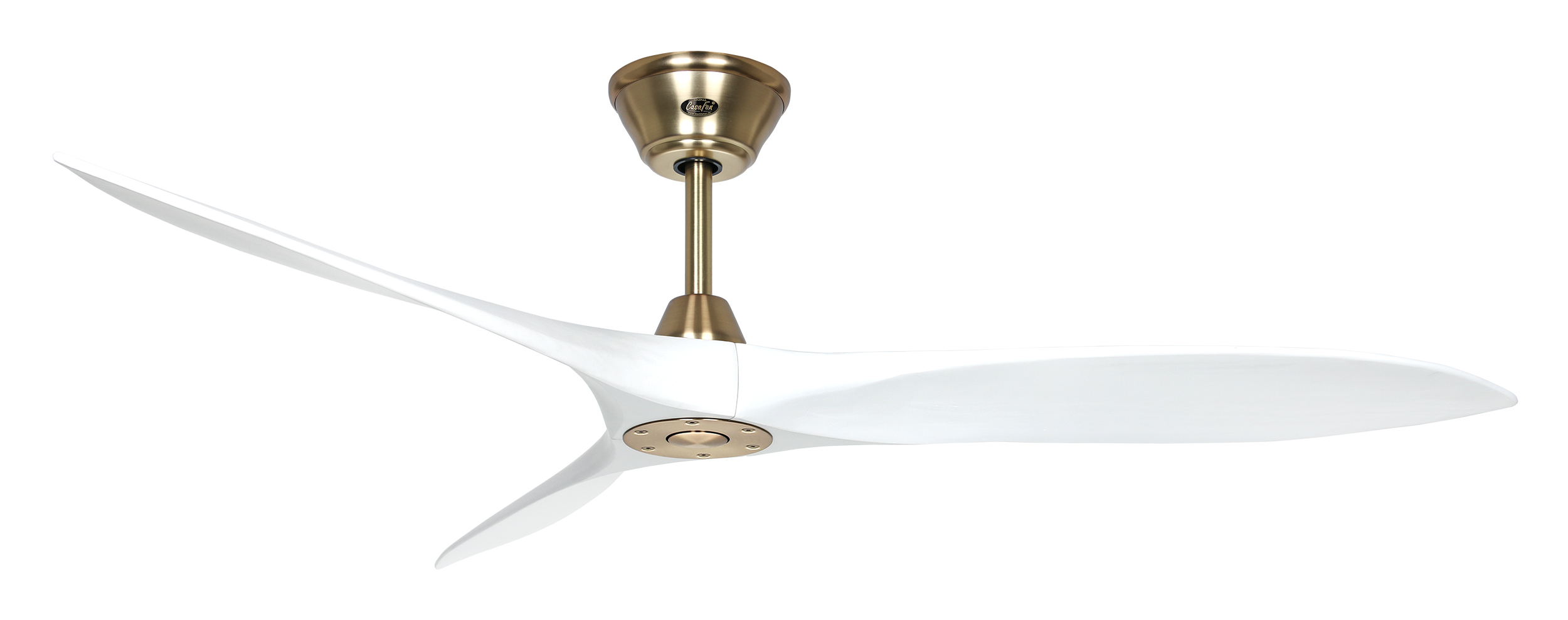 CasaFan Deckenventilator ECO AIRSCREW 152 MG-MW - Gehäuse Messing gebürstet - 3 Flügel Weiß gebürstet - mit Fernbedienung - Ø 152 cm