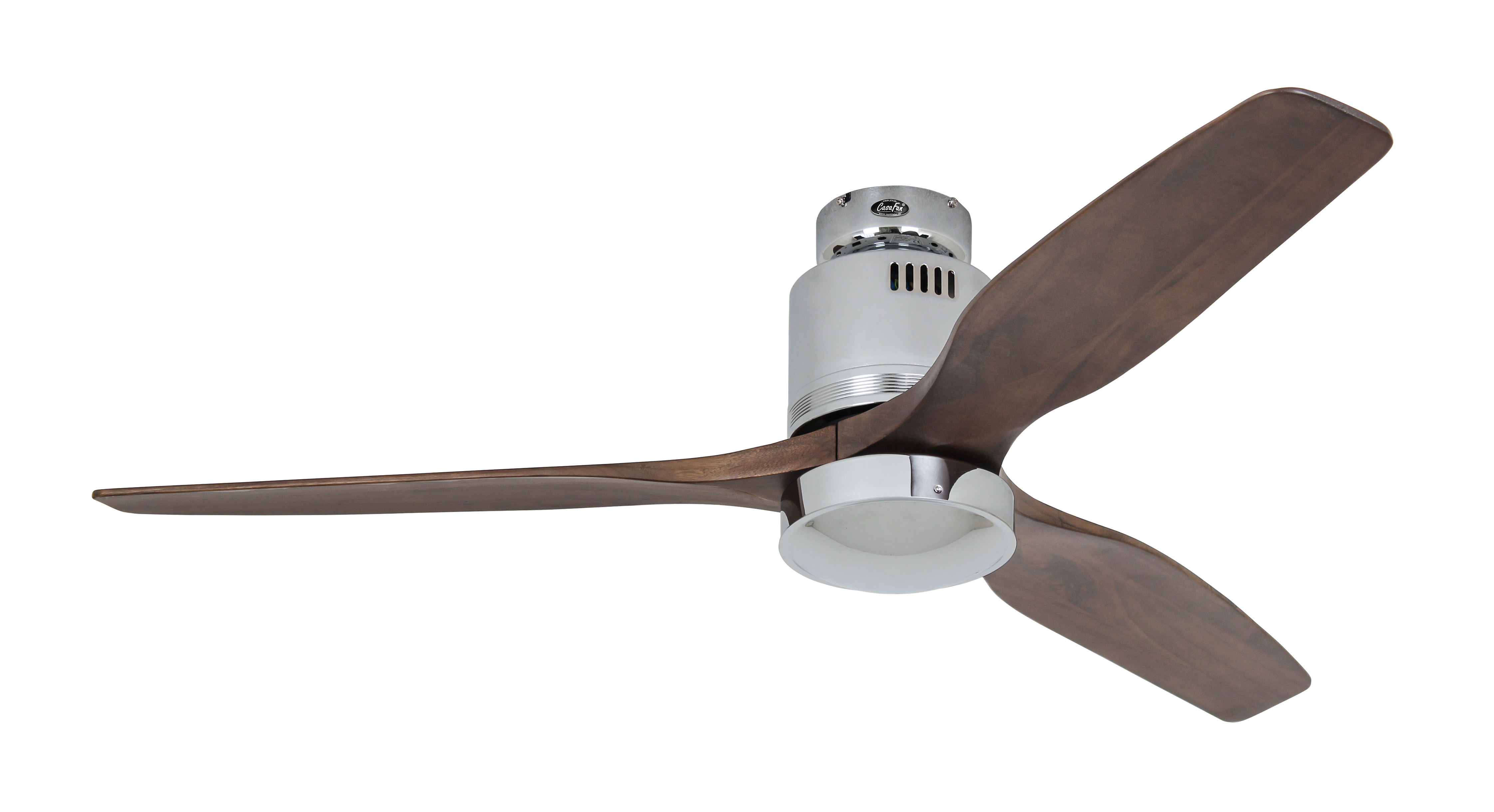 CasaFan Deckenventilator AERODYNAMIX ECO 132 CH - Chrom glänzend - 3 Flügel Nussbaum - Ø 132 cm - mit Fernbedienung - mit Leuchte