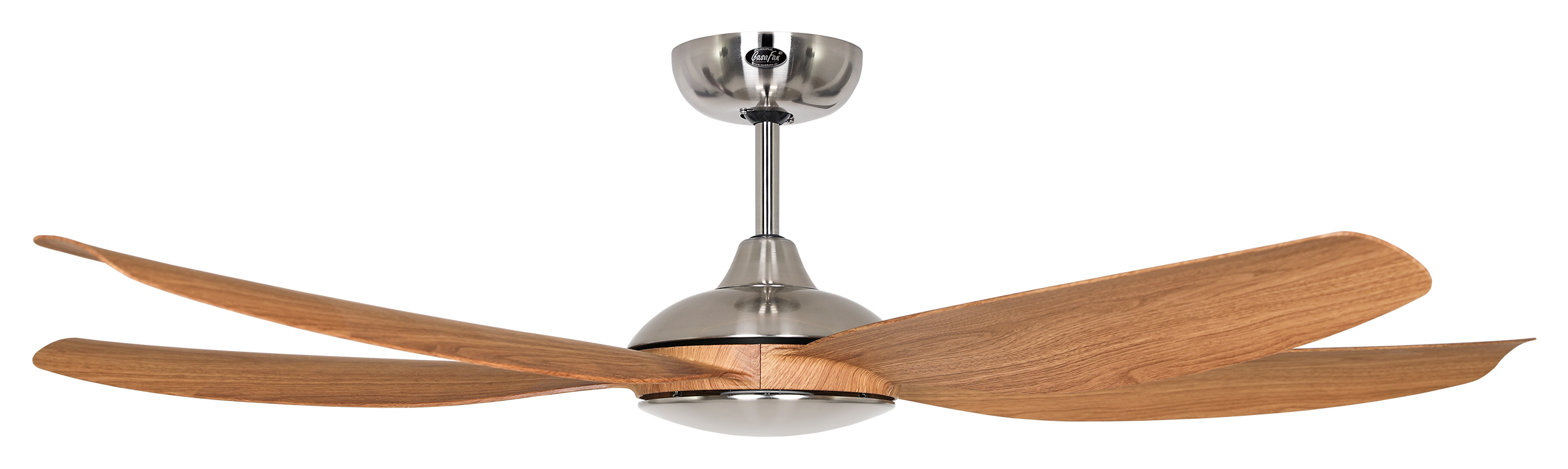 CasaFan Deckenventilator Eco Volare 142 BN-EN - Gehäuse Chrom gebürstet - 5 Flügel Eiche natur - mit Fernbedienung - Ø 142 cm