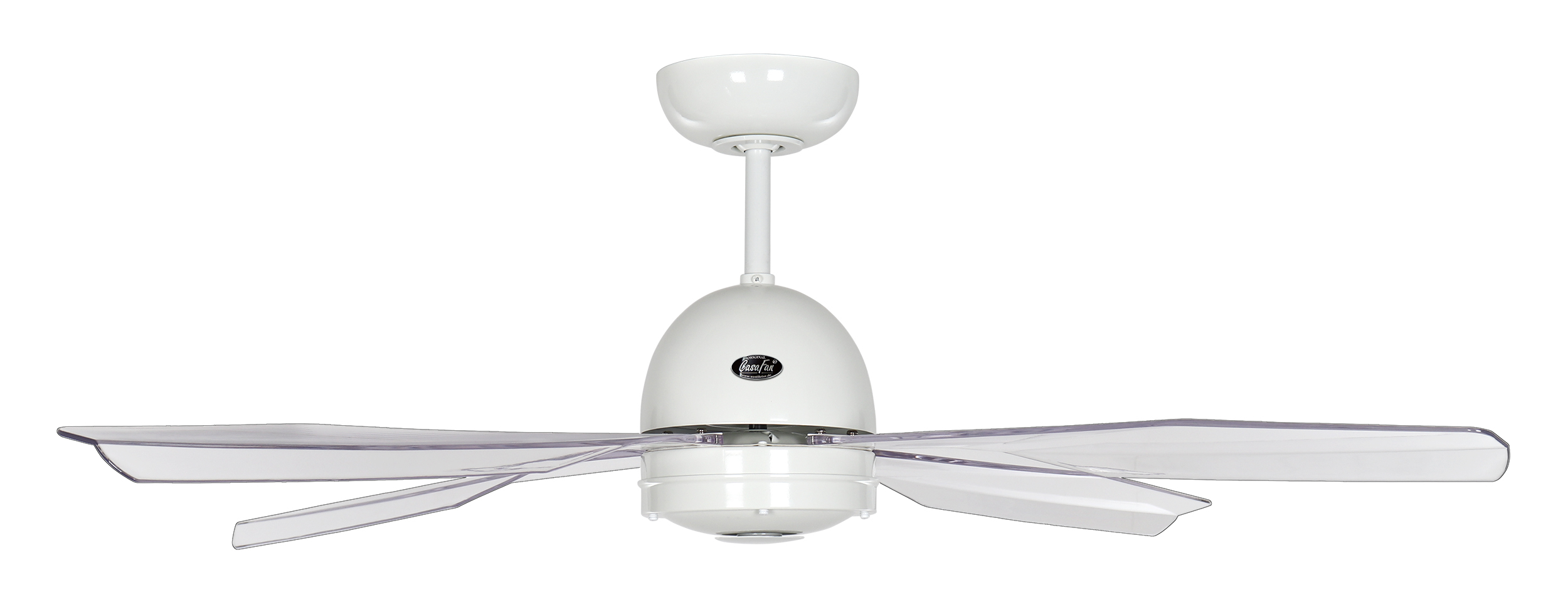 CasaFan Deckenventilator CasaFan LIBELLE WE mit Fernbedienung - Gehäuse Lack weiß - 4 Flügel Acrylglas klar - Ø 132 cm