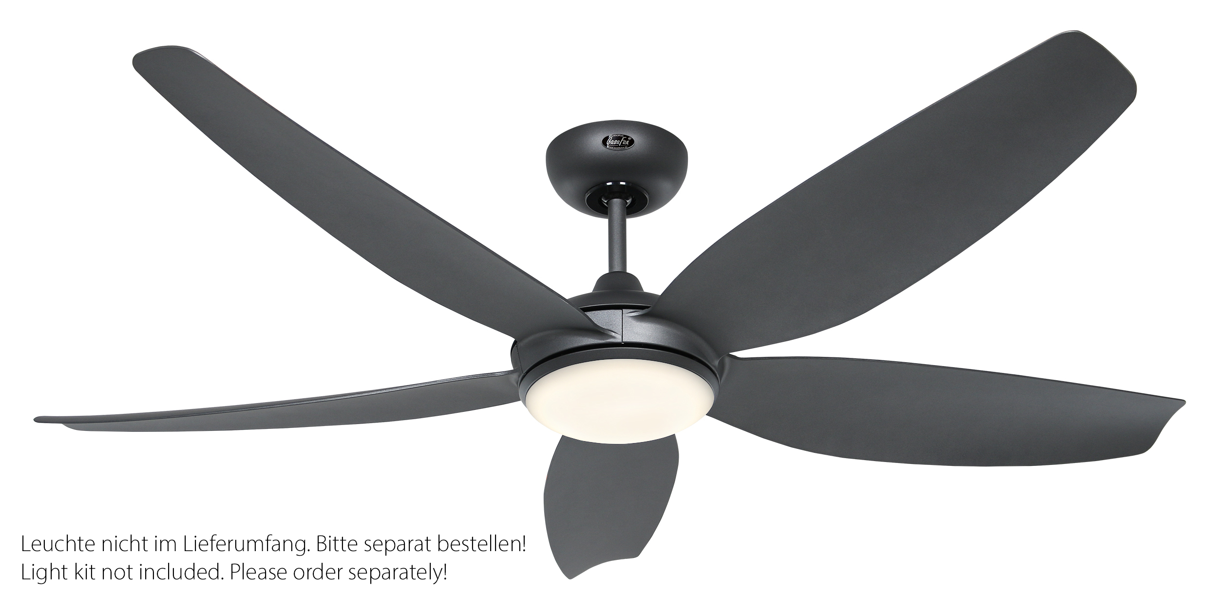 CasaFan Deckenventilator Eco Volare 142 BG-BG - Gehäuse Lack basaltgrau - 5 Flügel Lack basaltgrau - mit Fernbedienung - Ø 142 cm