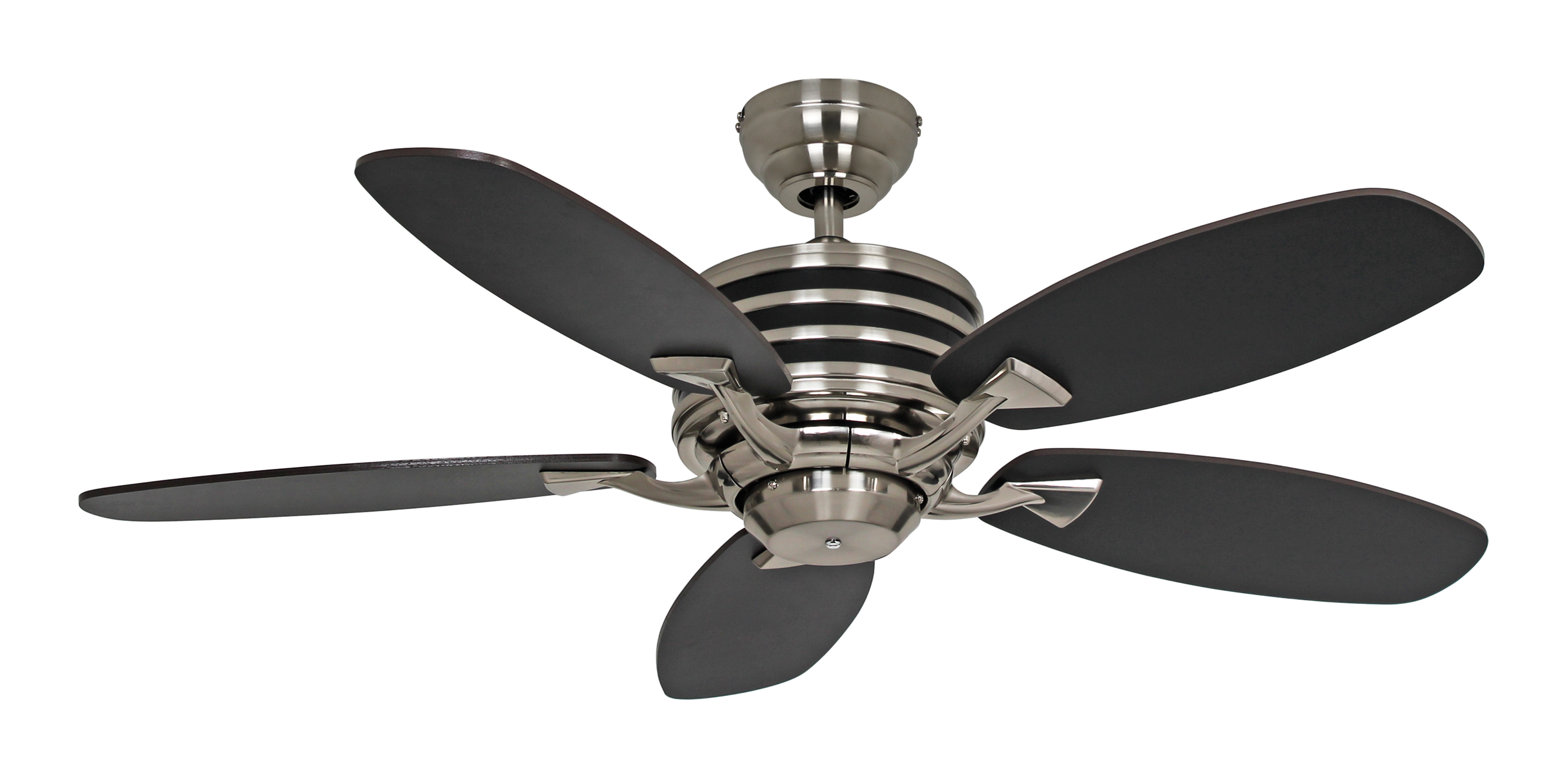 CasaFan Deckenventilator ECO GAMMA 103 NB-SW - Gehäuse Chrom gebürstet - 5 Flügel Nussbaum/Lack schwarz - Ø 103 cm - mit Fernbedienung