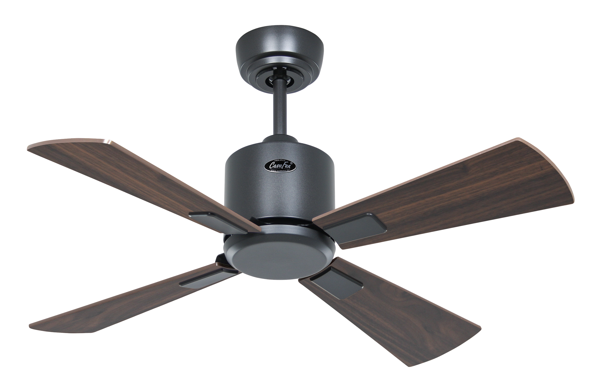 CasaFan Deckenventilator ECO NEO III 92 BG-NB/KI - Gehäuse Lack basaltgrau - 4 Flügel Nussbaum/Kirschbaum - mit Fernbedienung - Ø 92 cm