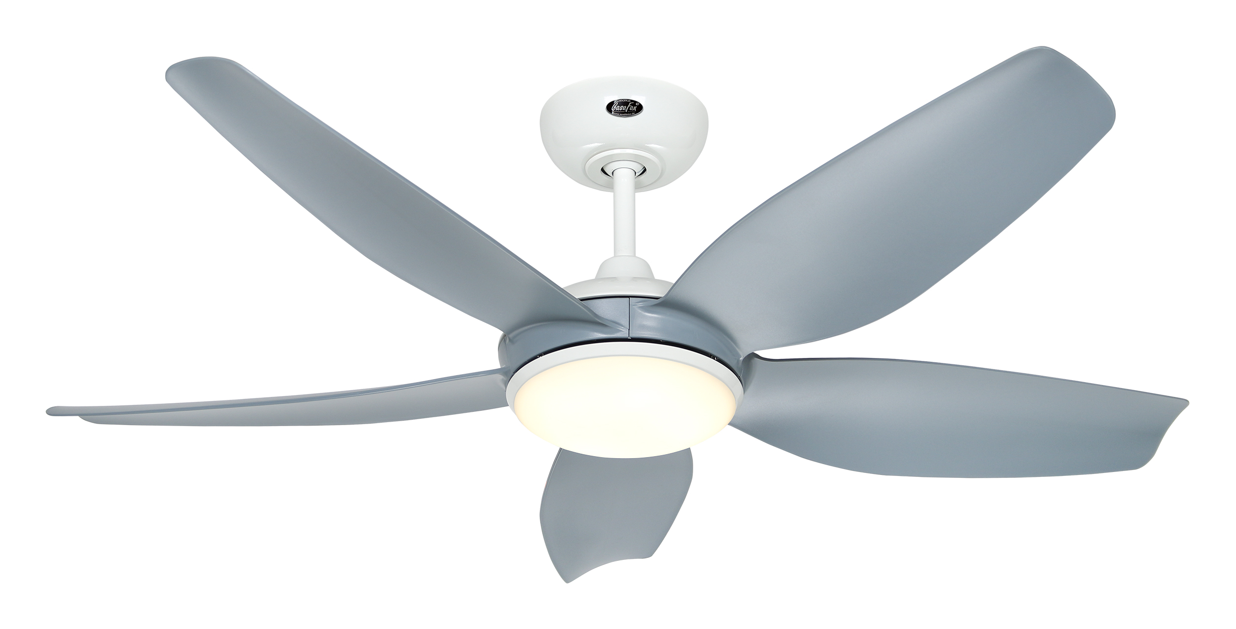 CasaFan Deckenventilator Eco Volare 116 WE-LG- Gehäuse Lack weiß - 5 Flügel Lack lichtgrau - mit Fernbedienung - Ø 116 cm