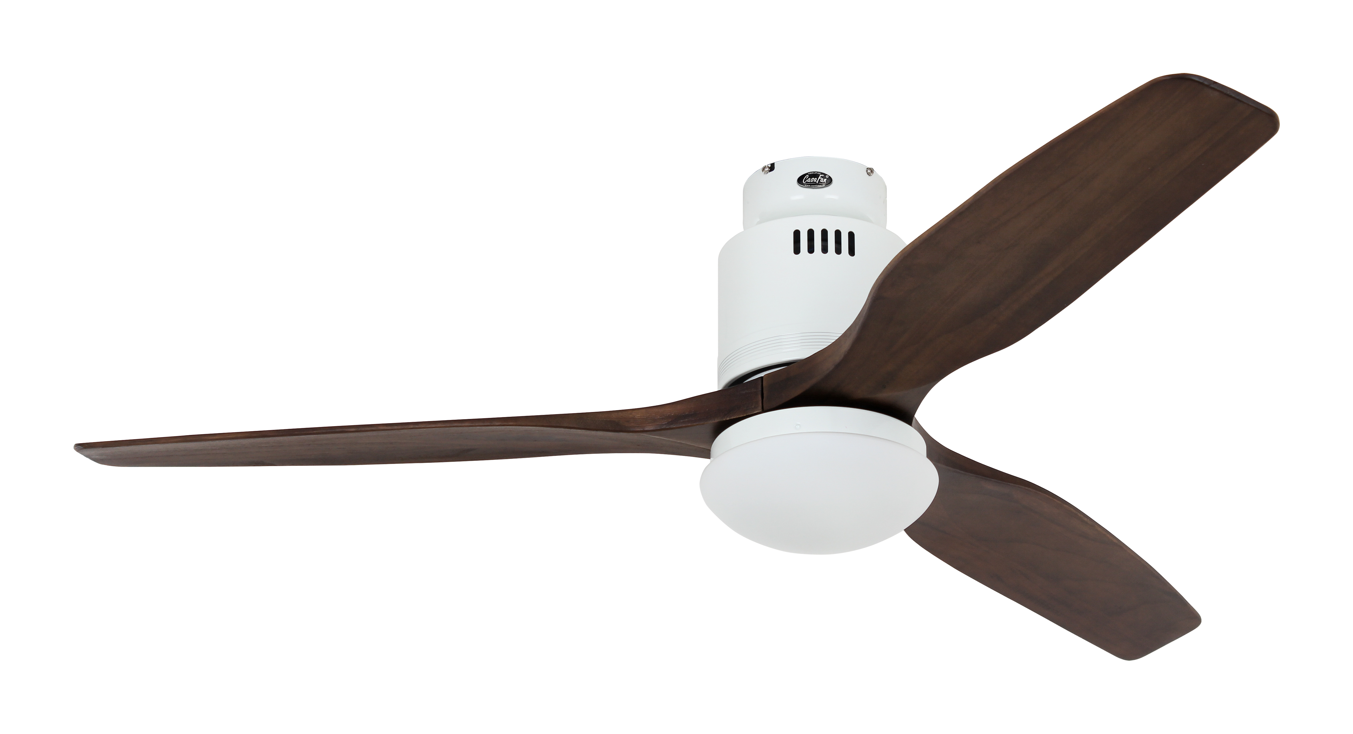 CasaFan Deckenventilator AERODYNAMIX ECO 132 WE - Gehäuse Lack weiß - 3 Flügel Nussbaum - Ø 132 cm - mit Fernbedienung - mit Leuchte