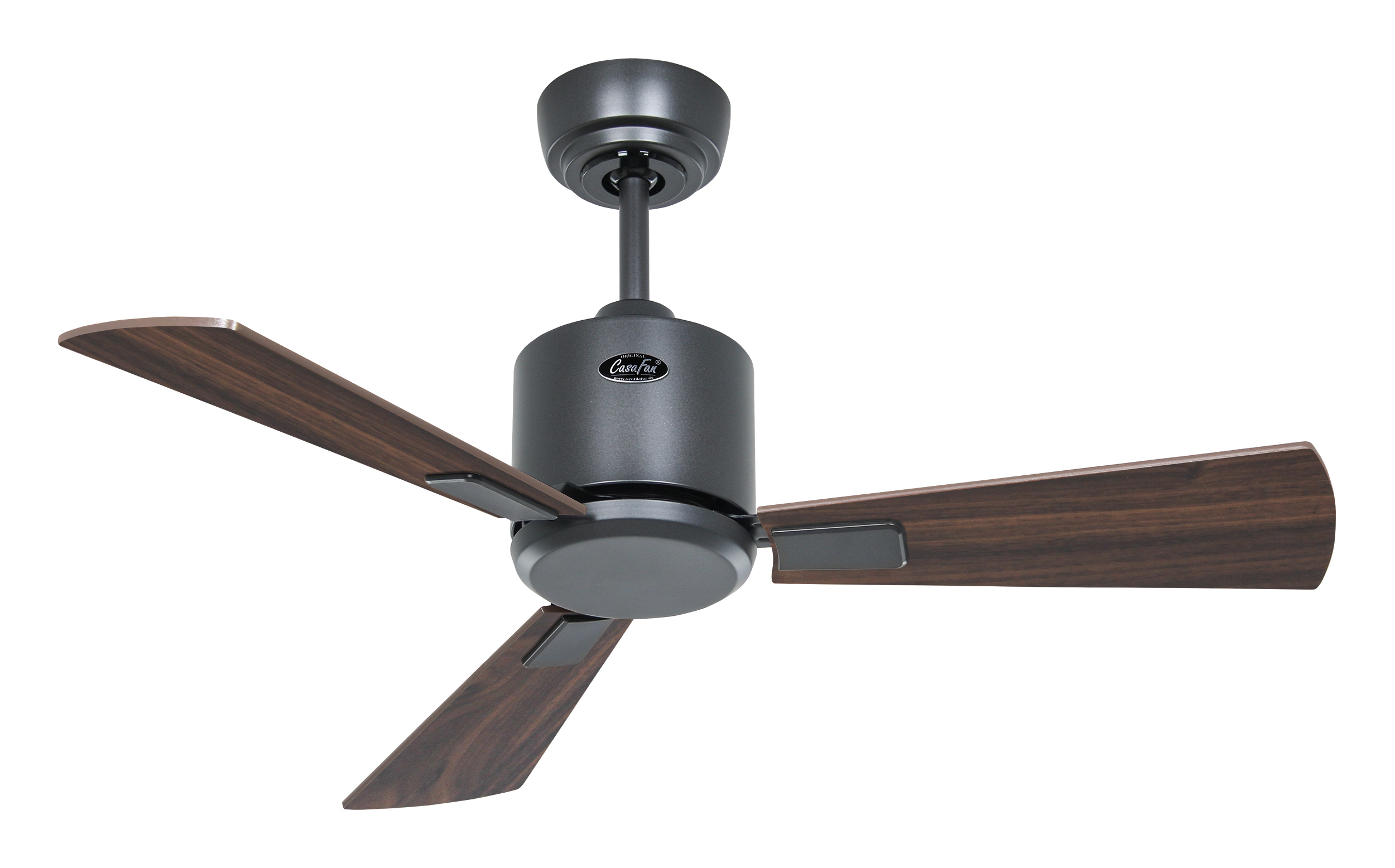 CasaFan Deckenventilator ECO NEO III 92 BG-NB/KI - Gehäuse Lack basaltgrau - 4 Flügel Nussbaum/Kirschbaum - mit Fernbedienung - Ø 92 cm