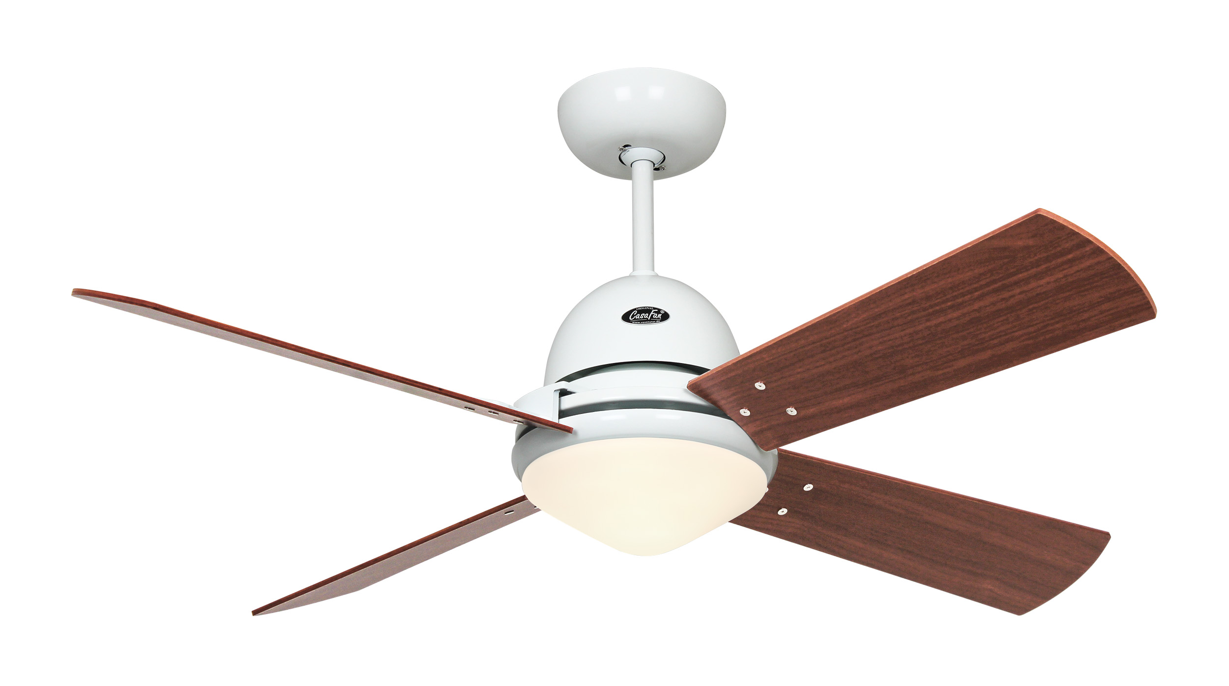 CasaFan Deckenventilator LIBECCIO WE mit Fernbedienung - Lack weiß -4 Flügel Kirsche/Ahorn  Ø 120 cm - 4 Flügel Lack weiß/lichtgrau Ø 142 - mit Leuchte